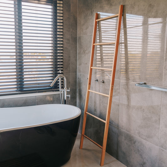 Transform Your Bathroom with the 182cm Freestanding Bamboo 6-Step Towel Ladder