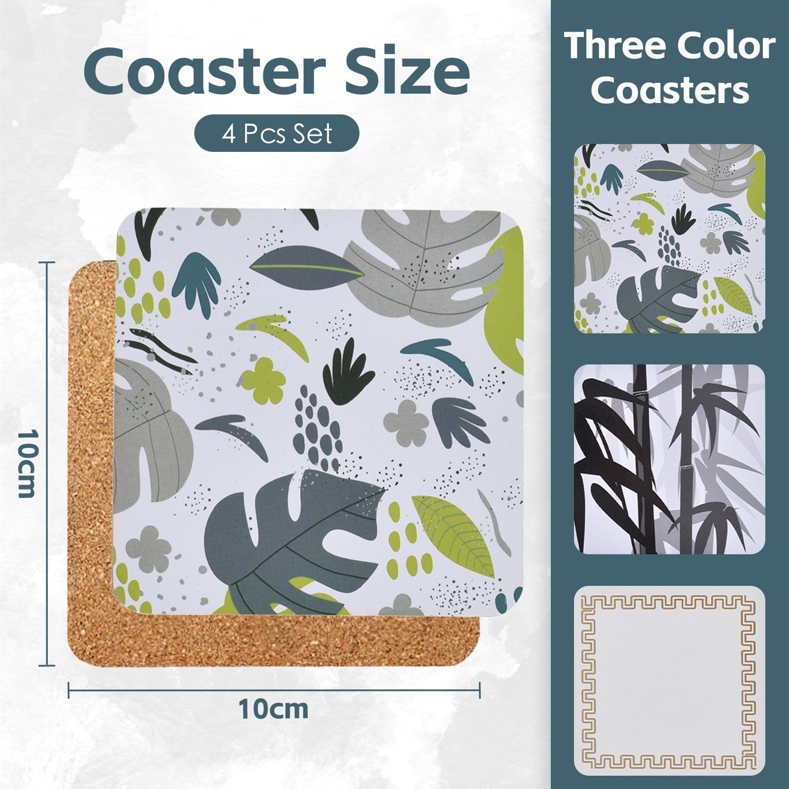 Clevinger dining coster Clevinger Set of 4 MDF Coasters Monstera