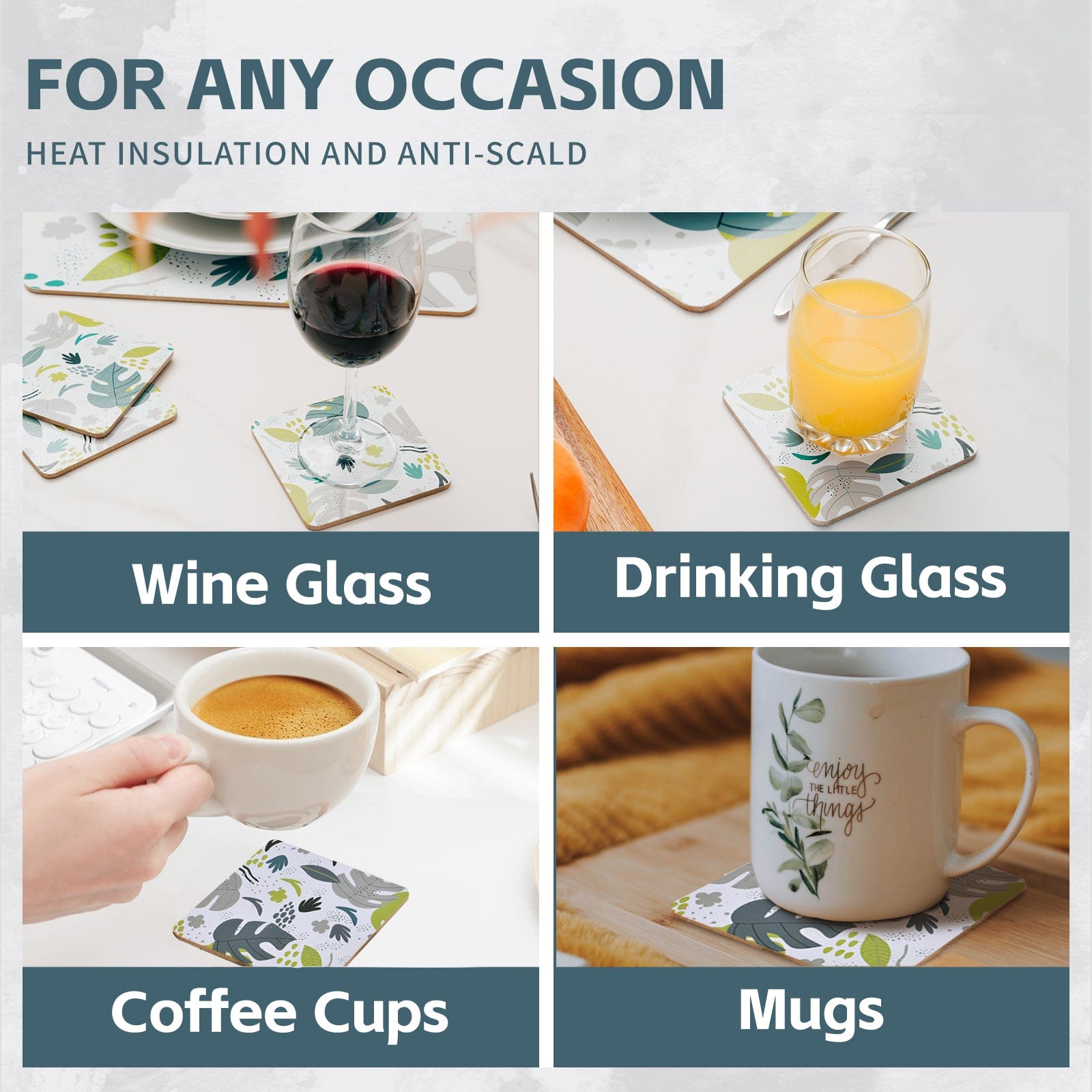 Clevinger dining placemat Clevinger 8 pcs MDF Placemats and Coasters Monstera