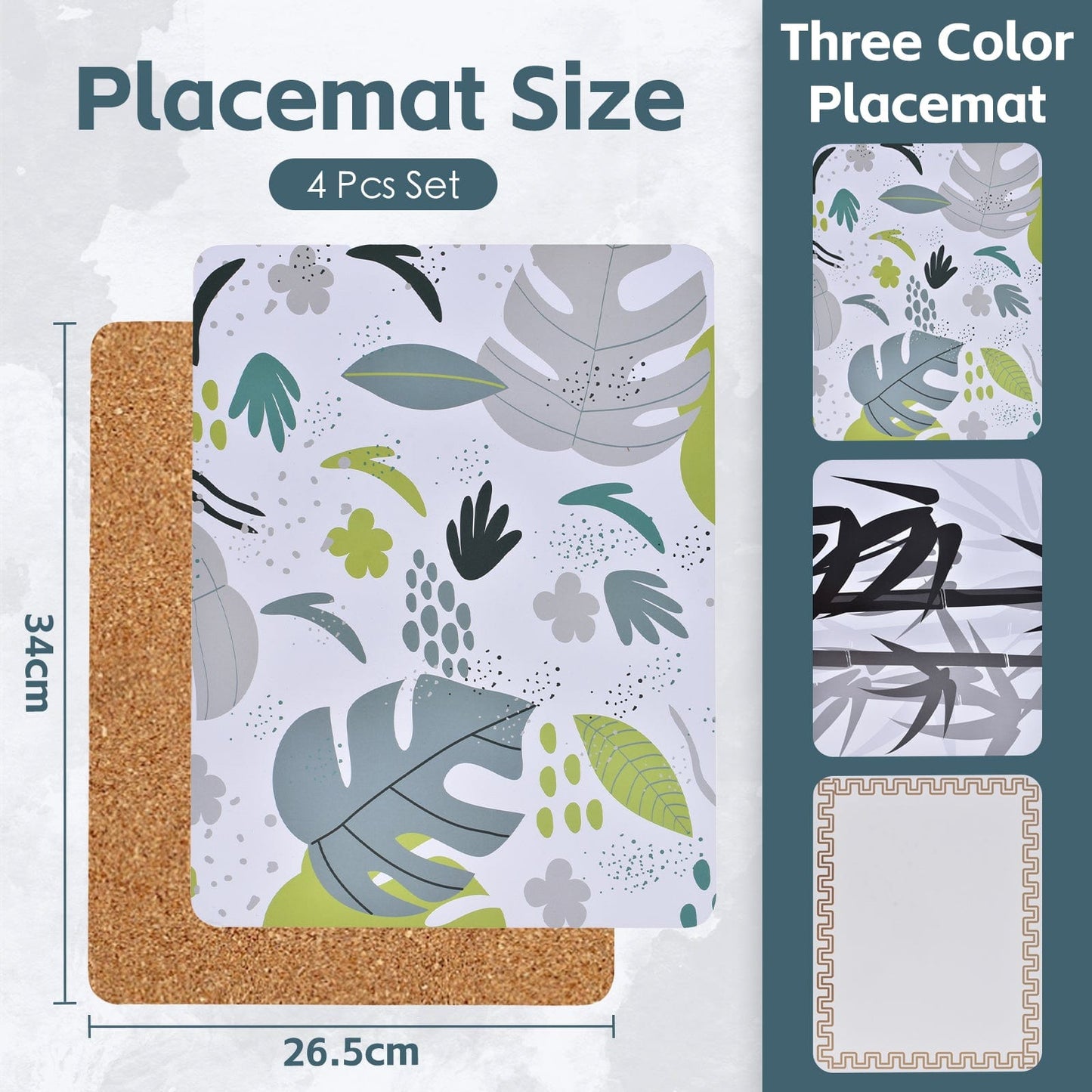Clevinger dining placemat Clevinger 8 pcs MDF Placemats and Coasters Monstera