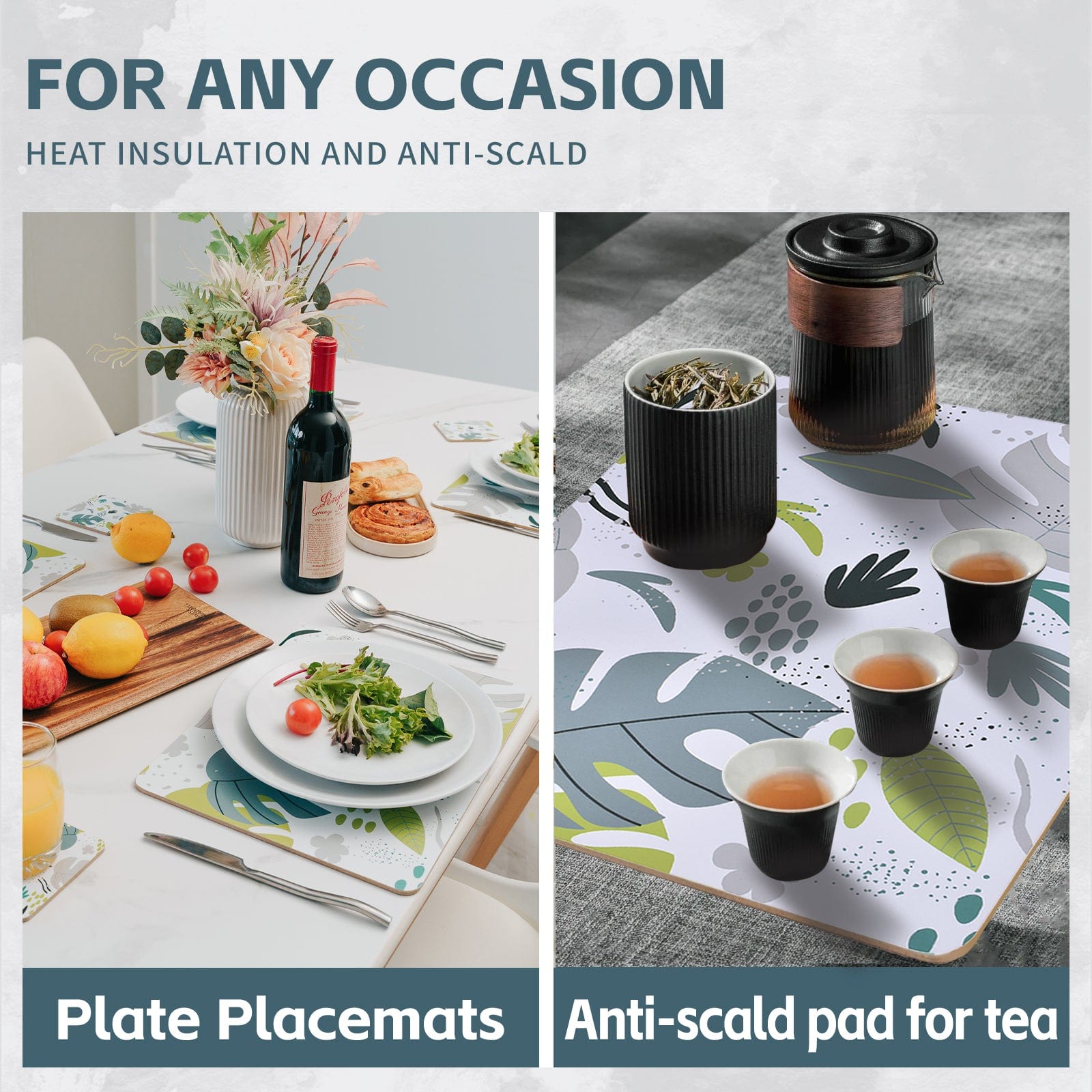 Clevinger dining placemat Clevinger 8 pcs MDF Placemats and Coasters Monstera