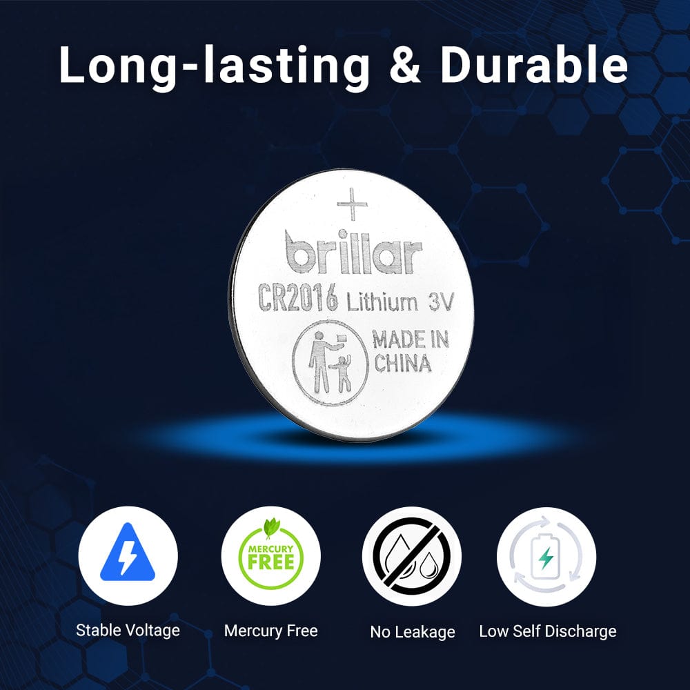 Brillar General Purpose Batteries 2 Pcs Brillar CR2016 Lithium Button Cell