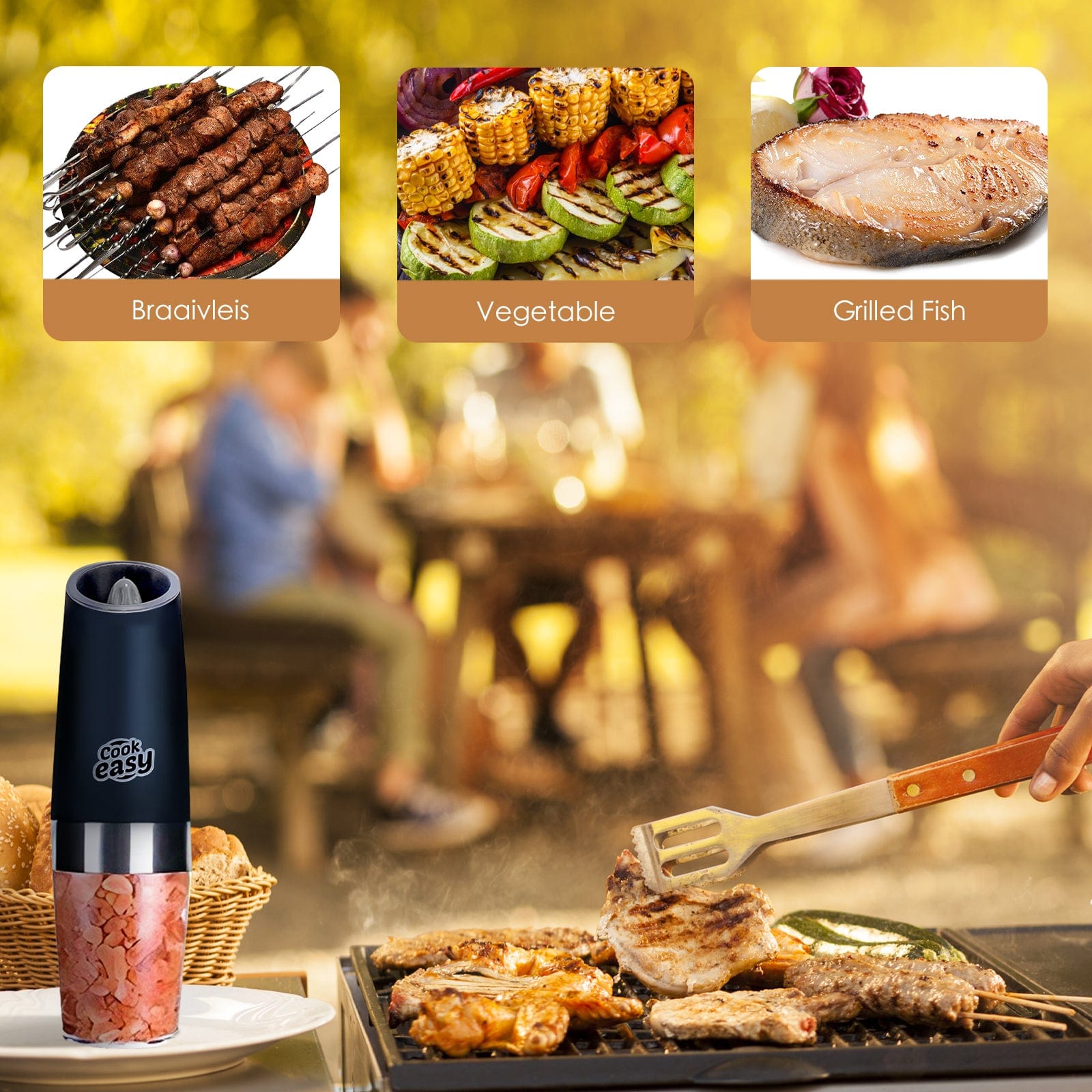 COOK EASY salt grinder 2 pk Gravity Sensor Electric Salt and Pepper Spice Grinder