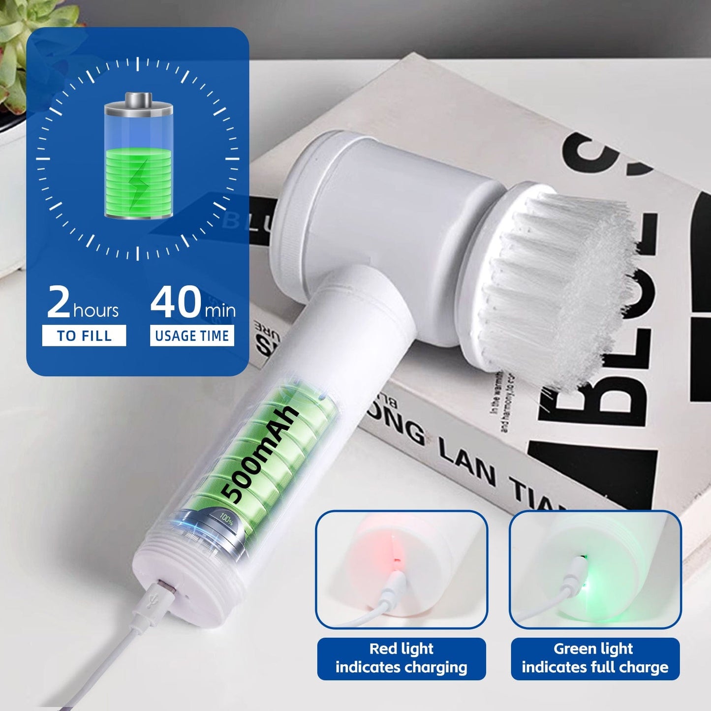 Livingtoday Scrub Brushes 5-IN-1 ELECTRIC CLEANING BRUSH