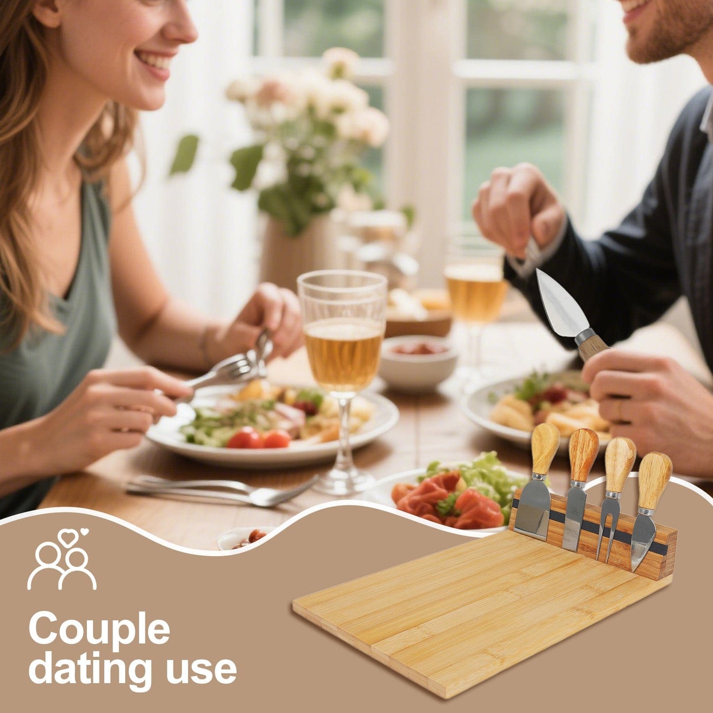 Living Today Bamboo Bamboo Cheese Board and Knife Set