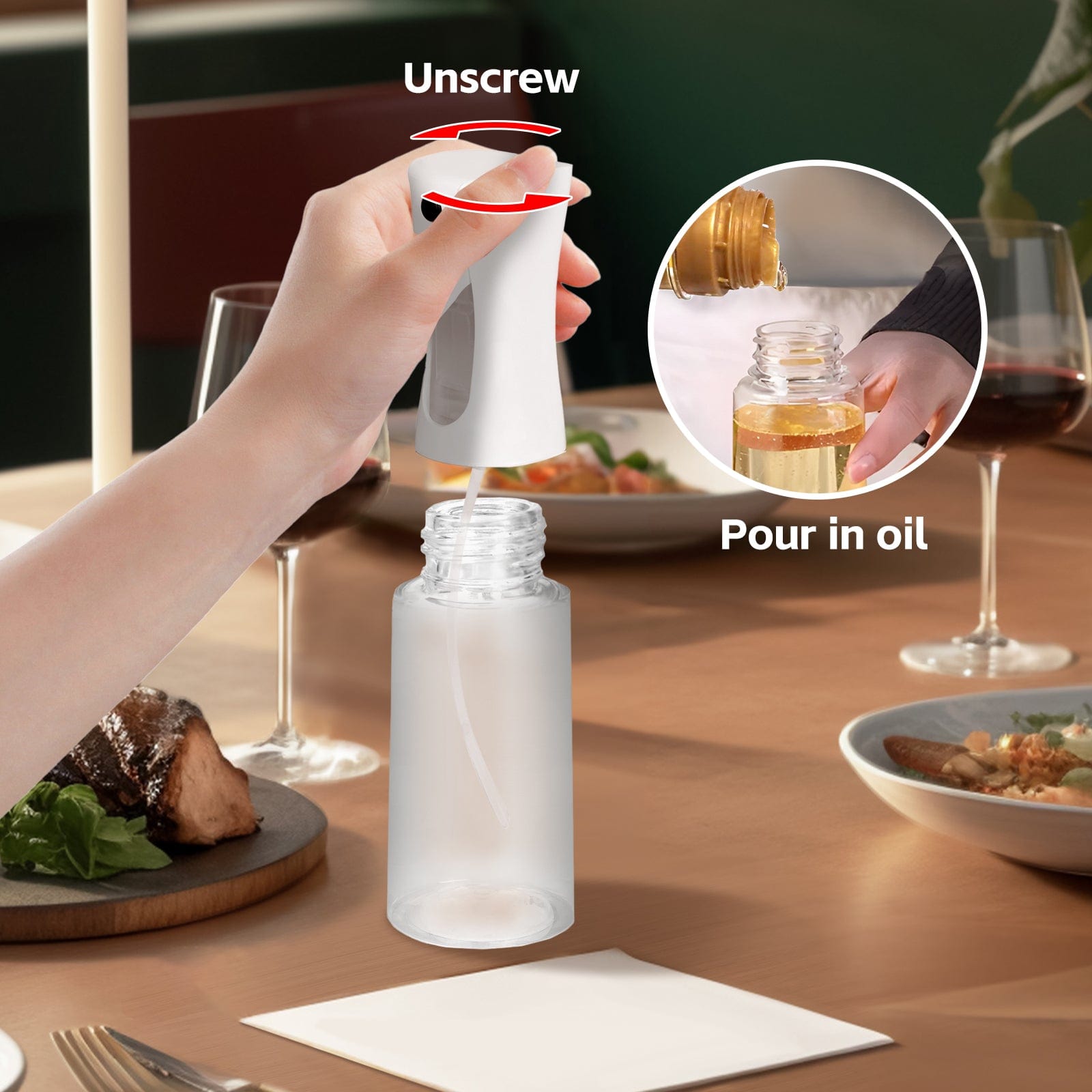 COOK EASY Oil Sprayer 2 Pcs 200ml Refillable Oil Spray Bottles