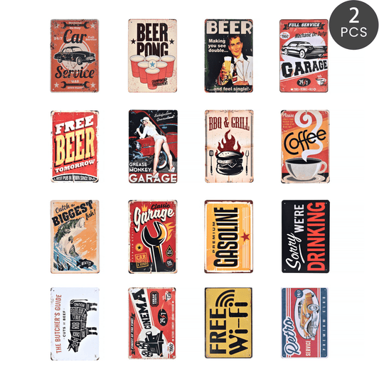 Living Today home decor 2 pc Vintage Rustic Look Metal Tin Signs 30 x 20cm