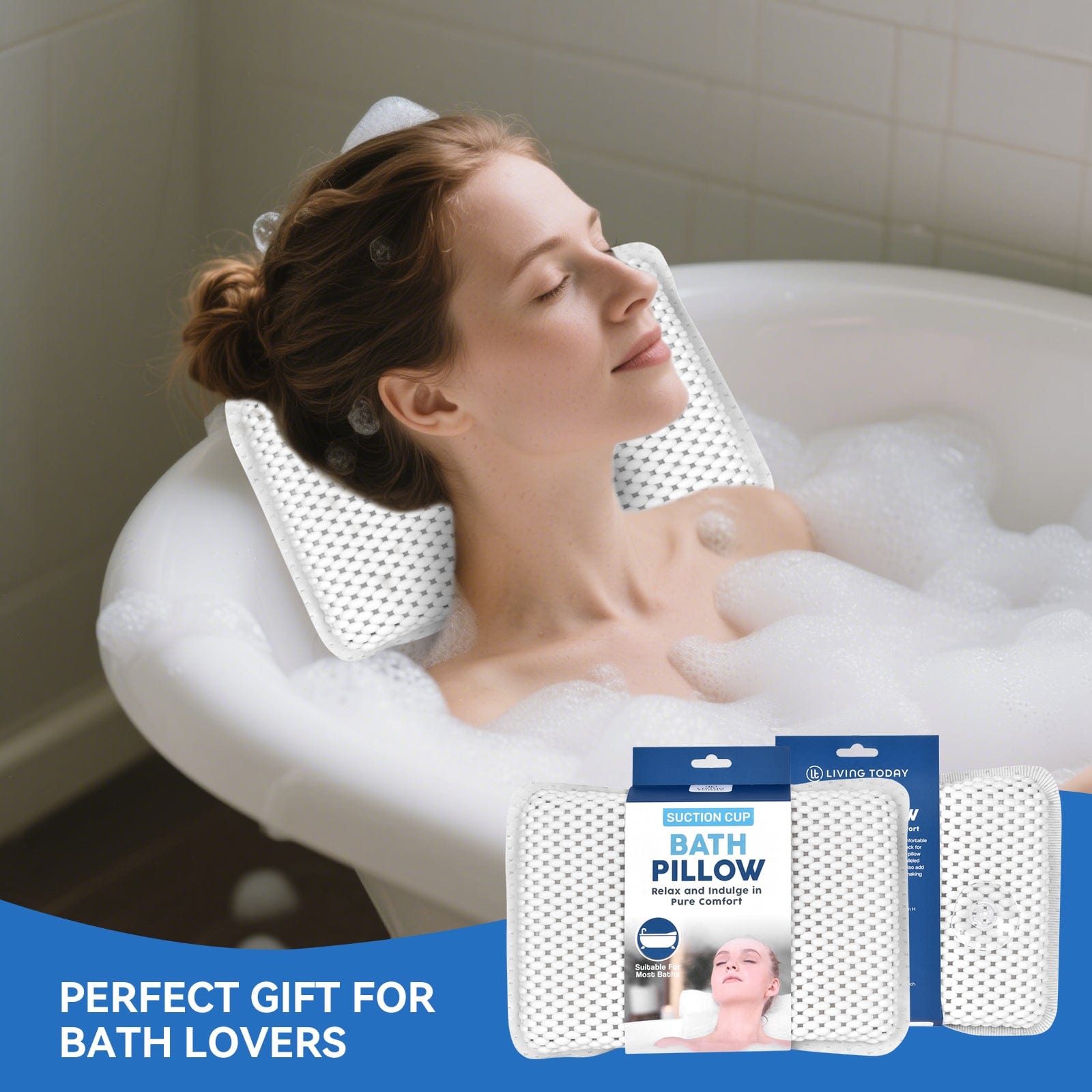 Living Today bathroom accessories Suction Cup Bath Pilllow