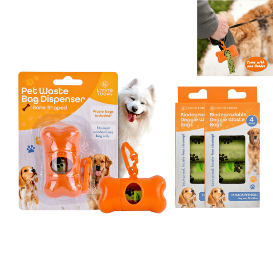 Living Today dog poop dispenser and bags Livingtoday Pet Dog Poop Dispenser and 135 Pcs Biodegradable Unscented Waste Bags