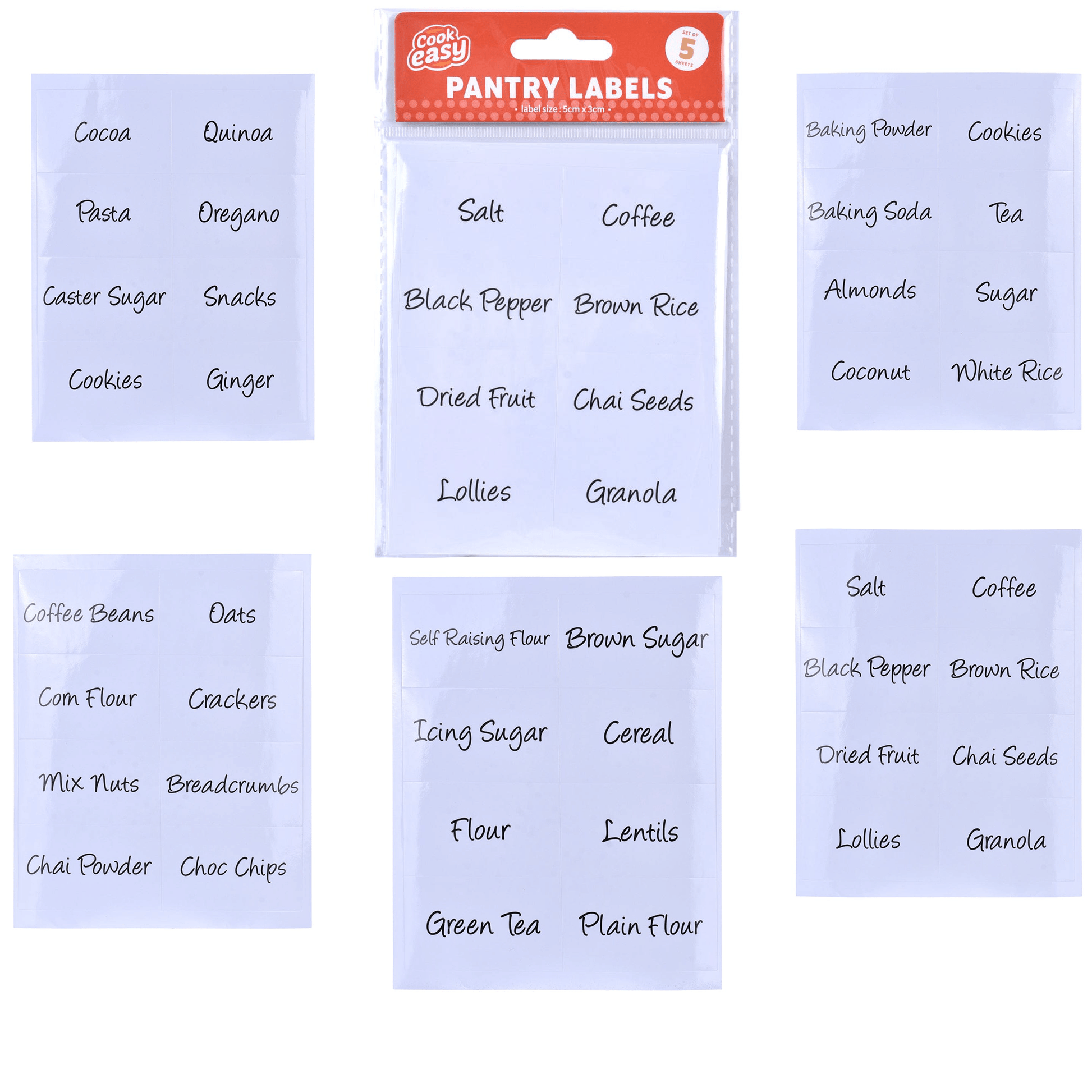 COOK EASY Kitchen Pantry Label Cook Easy 40pc Pantry Label Stickers
