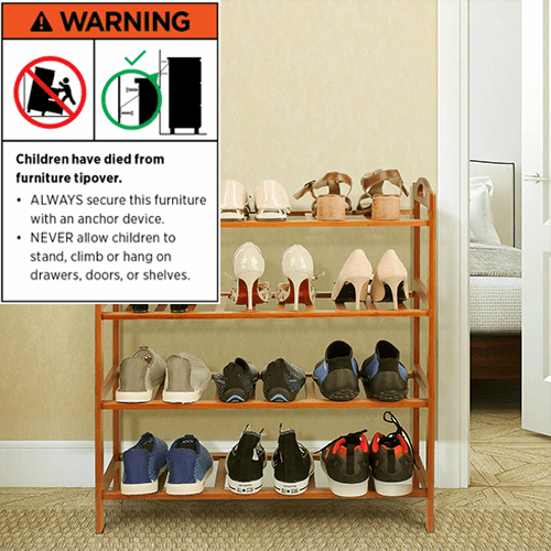 Living Today Shoe Racks & Organizers Bamboo 4 Tiers Storage Shoe Rack & Organiser