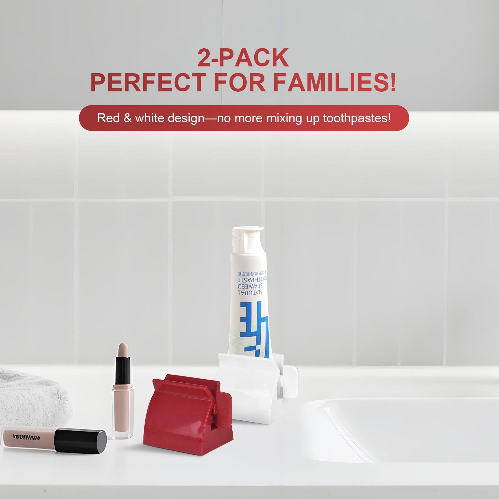 Living Today Toothpaste Dispenser 2Pcs Toothpaste Rolling Dispensers Squeezer