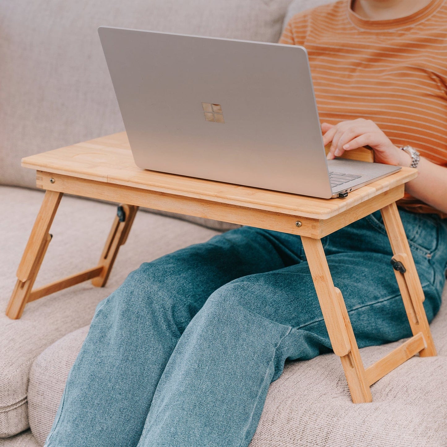 Living Today Homewares Foldable and Adjustable Bamboo Laptop Table, Bed Tray