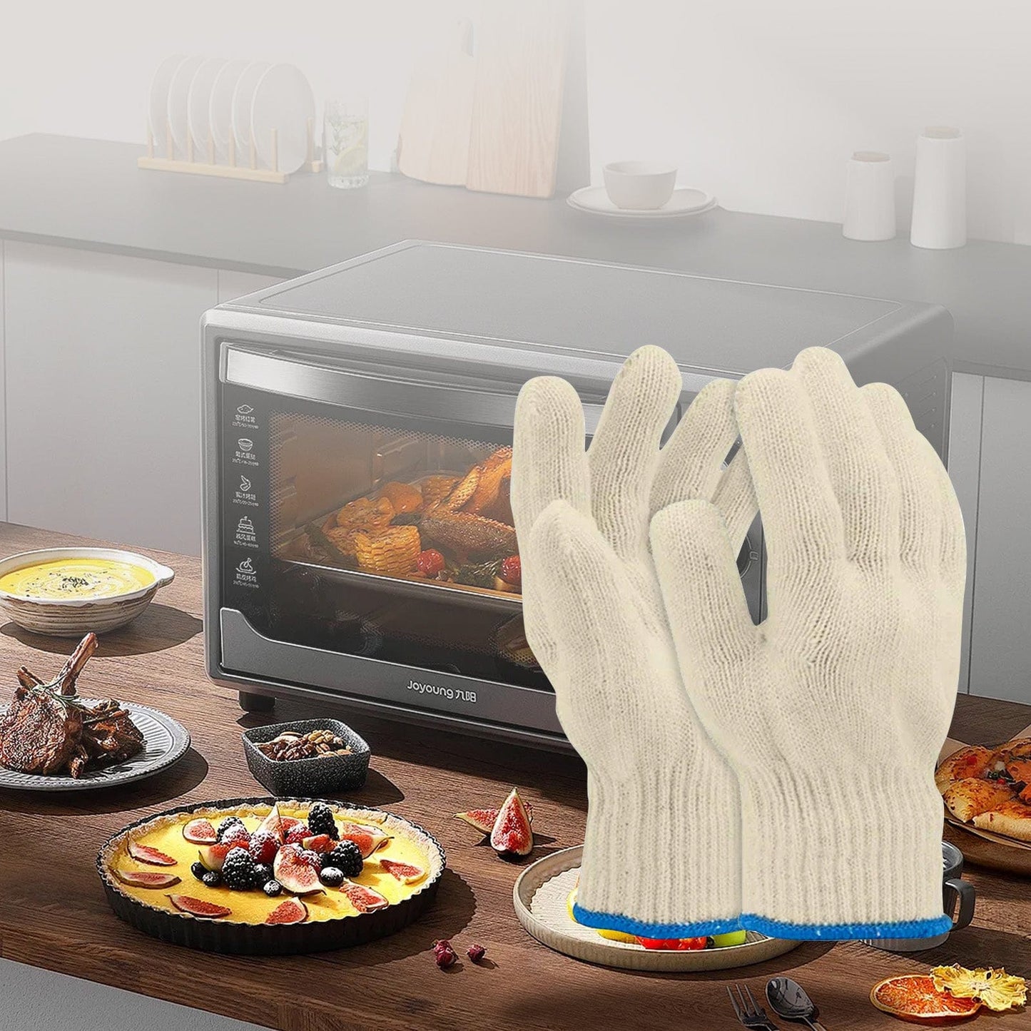 Living Today Kitchen 2 Pair 5 Finger Oven Mitt BBQ Grill Gloves
