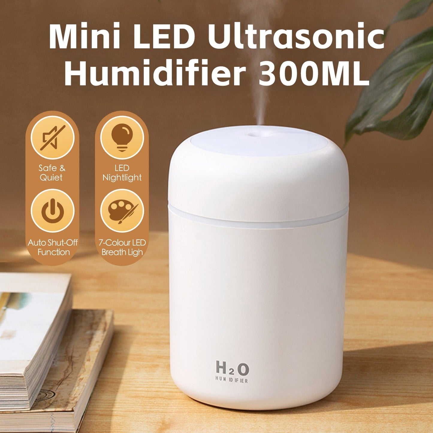 Living Today Humidifiers Living Today Mini LED Ultrasonic Humidifier 300ML