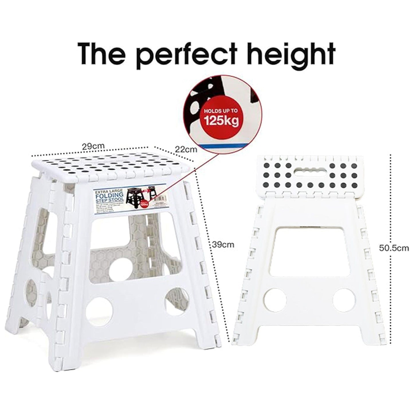 Living Today Large Plastic Folding Stool Portable Chair Outdoor Camping Black