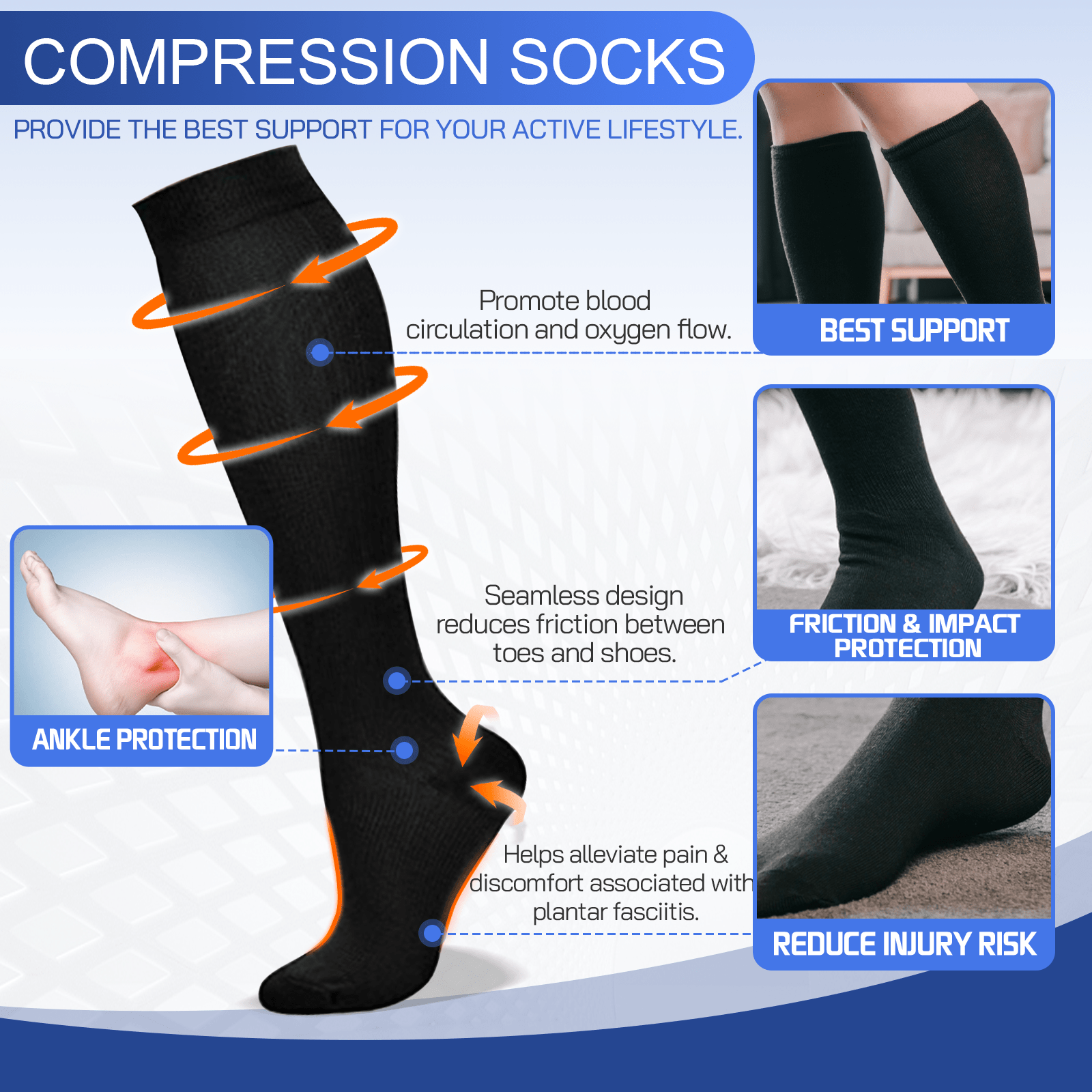 Living Today 2 pairs of Miracle Compression Socks - Large/XL