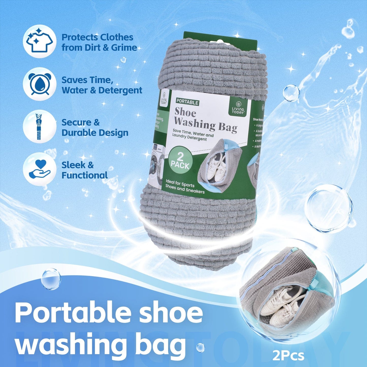 Living Today laundry bag 2Pcs Portable Shoe Washing Bag