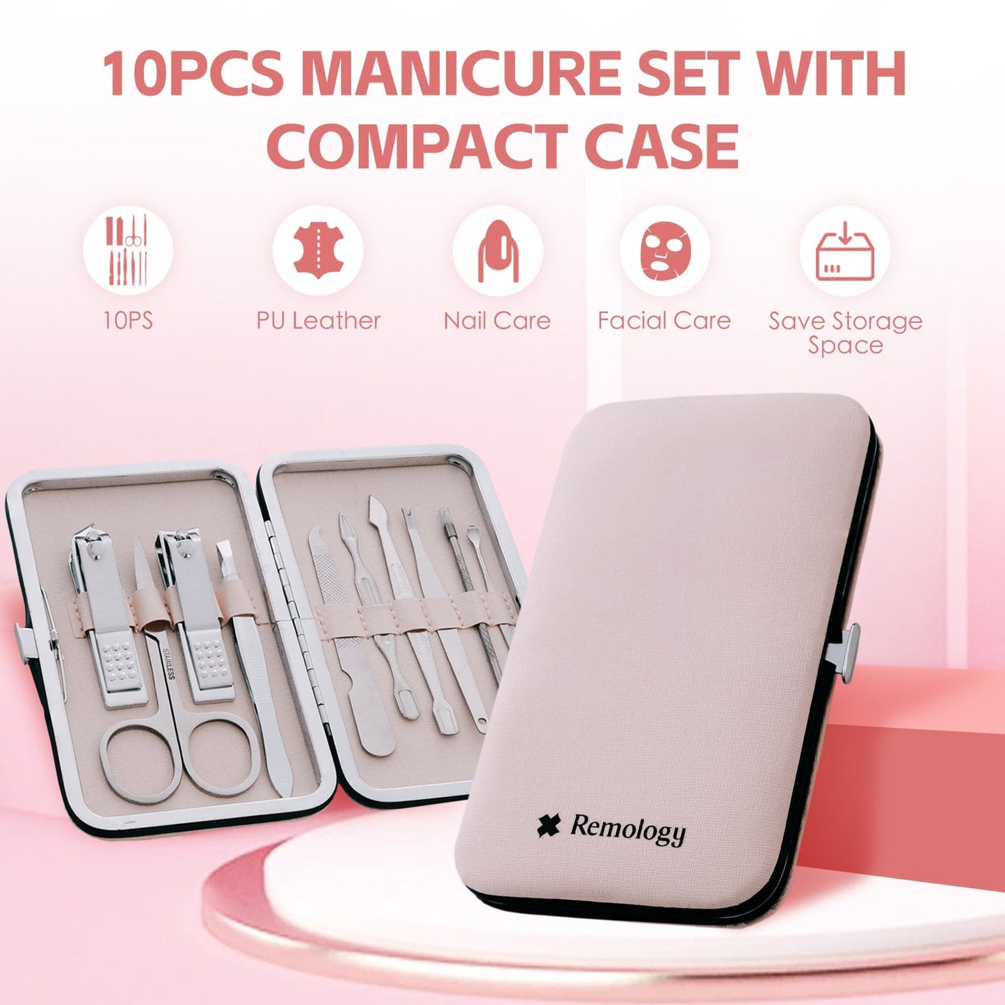 Remology personal care Remology Stainless Steel 10pc Manicure Set Silver