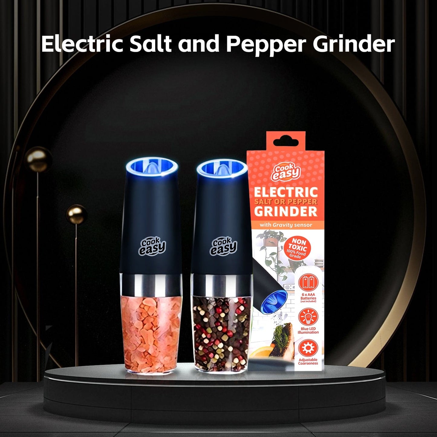 COOK EASY salt grinder 2 Pcs Gravity Sensor Electric Salt and Pepper Spice Grinder