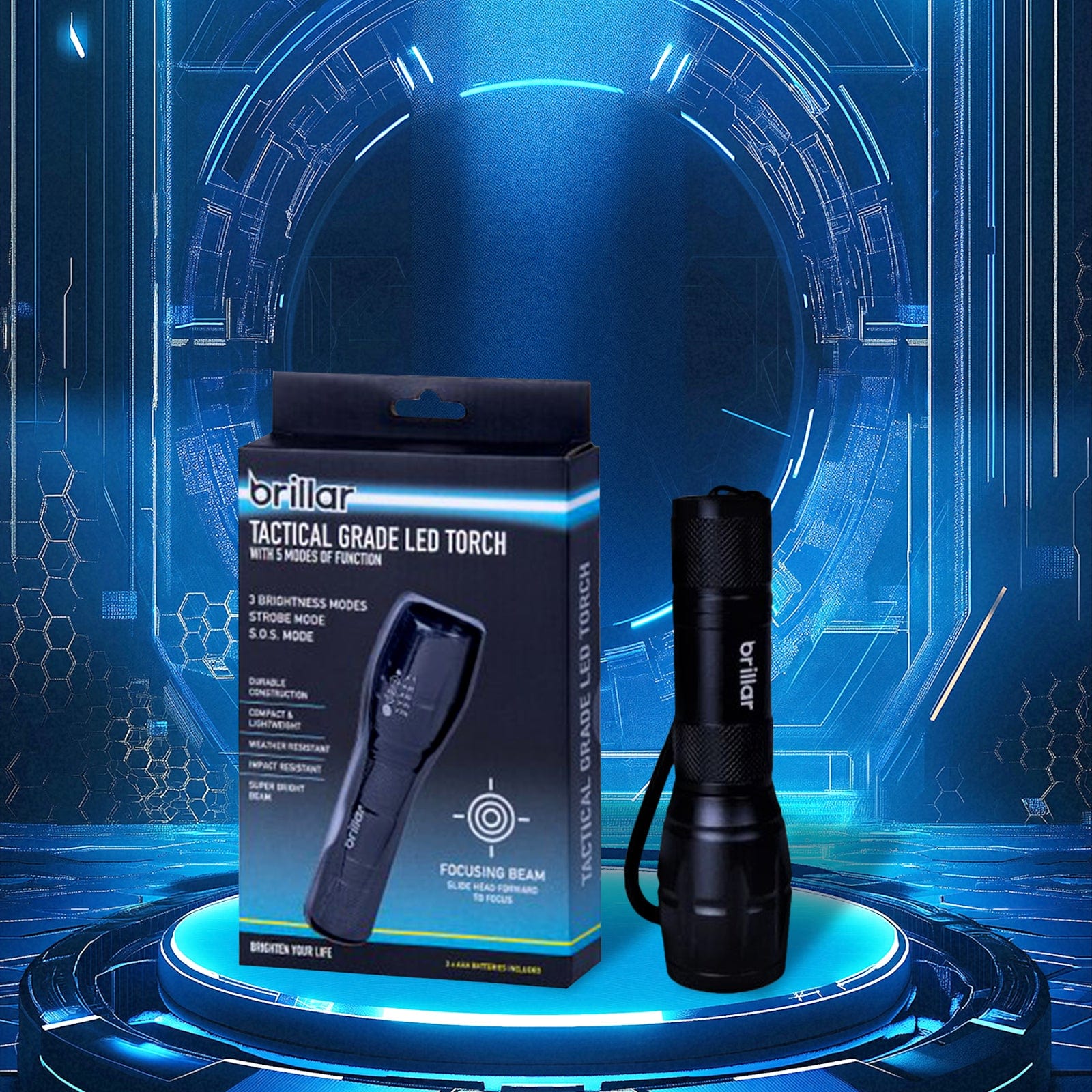 Brillar Flashlights Aluminium 5-Mode Tactical LED Flashlight