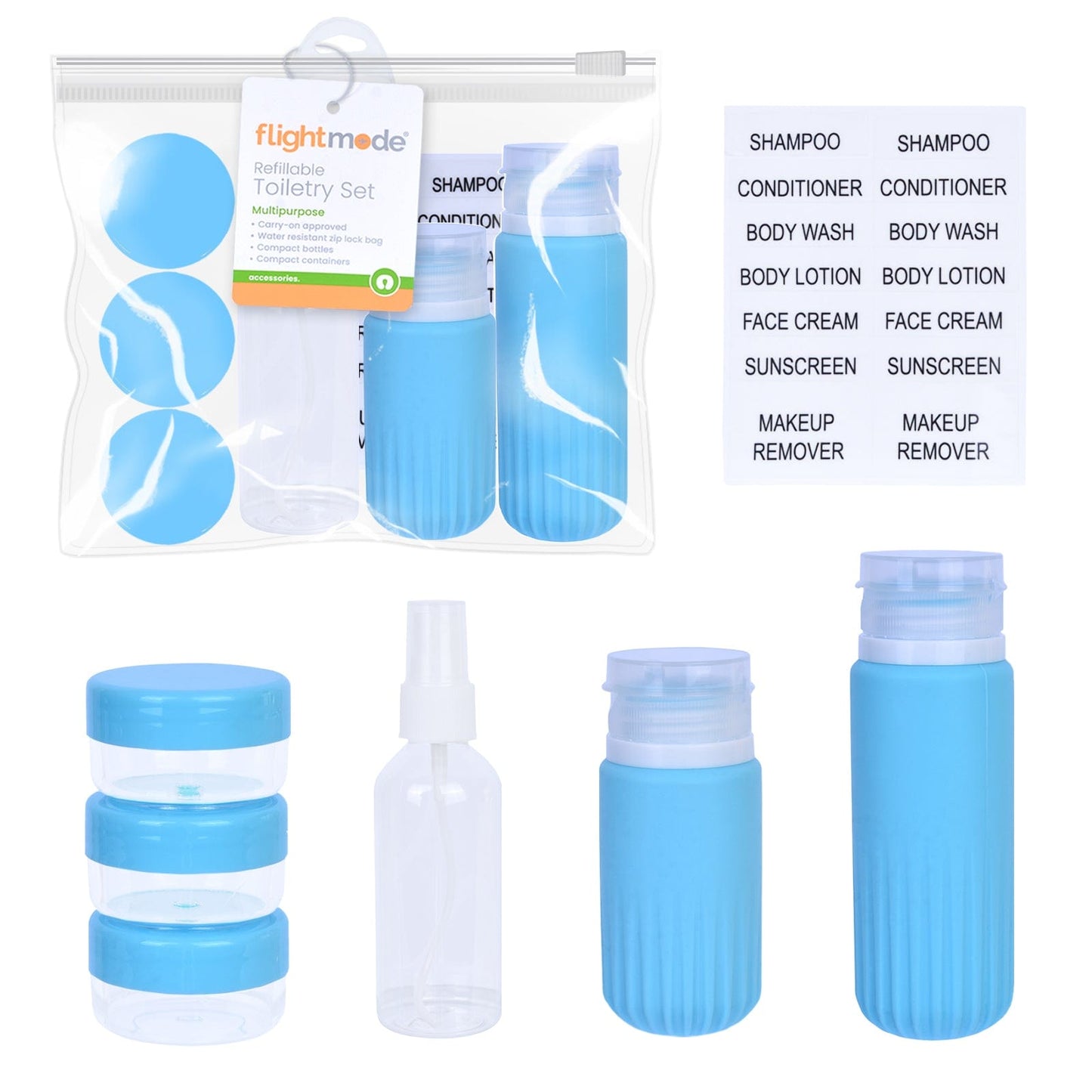 Flightmode 8 Pcs Travel Bottles Set for Toiletries