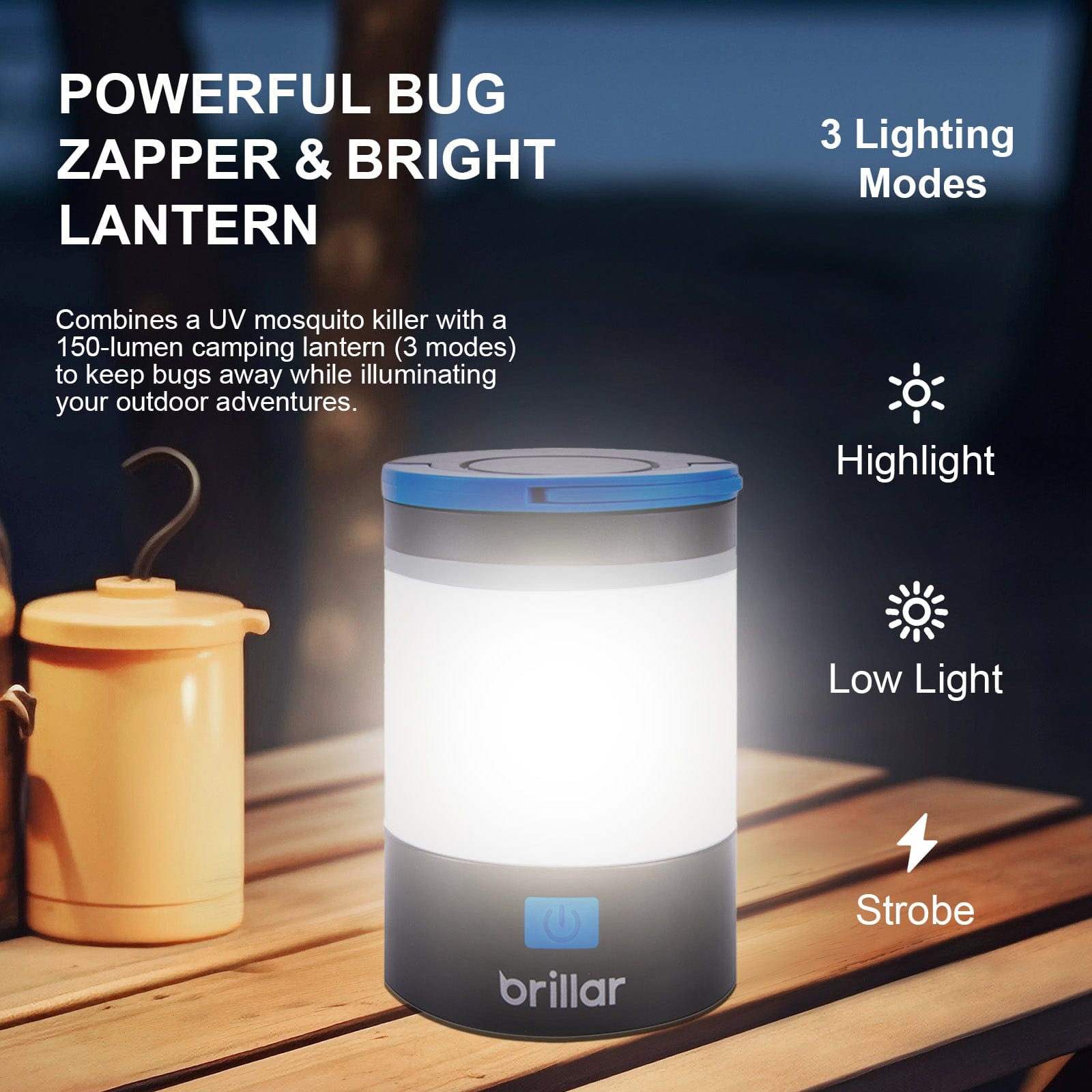 Brillar bug zapper lantern Brillar 3 in 1 Rechargeable Camping Bug Zapper Insect Killer Lantern