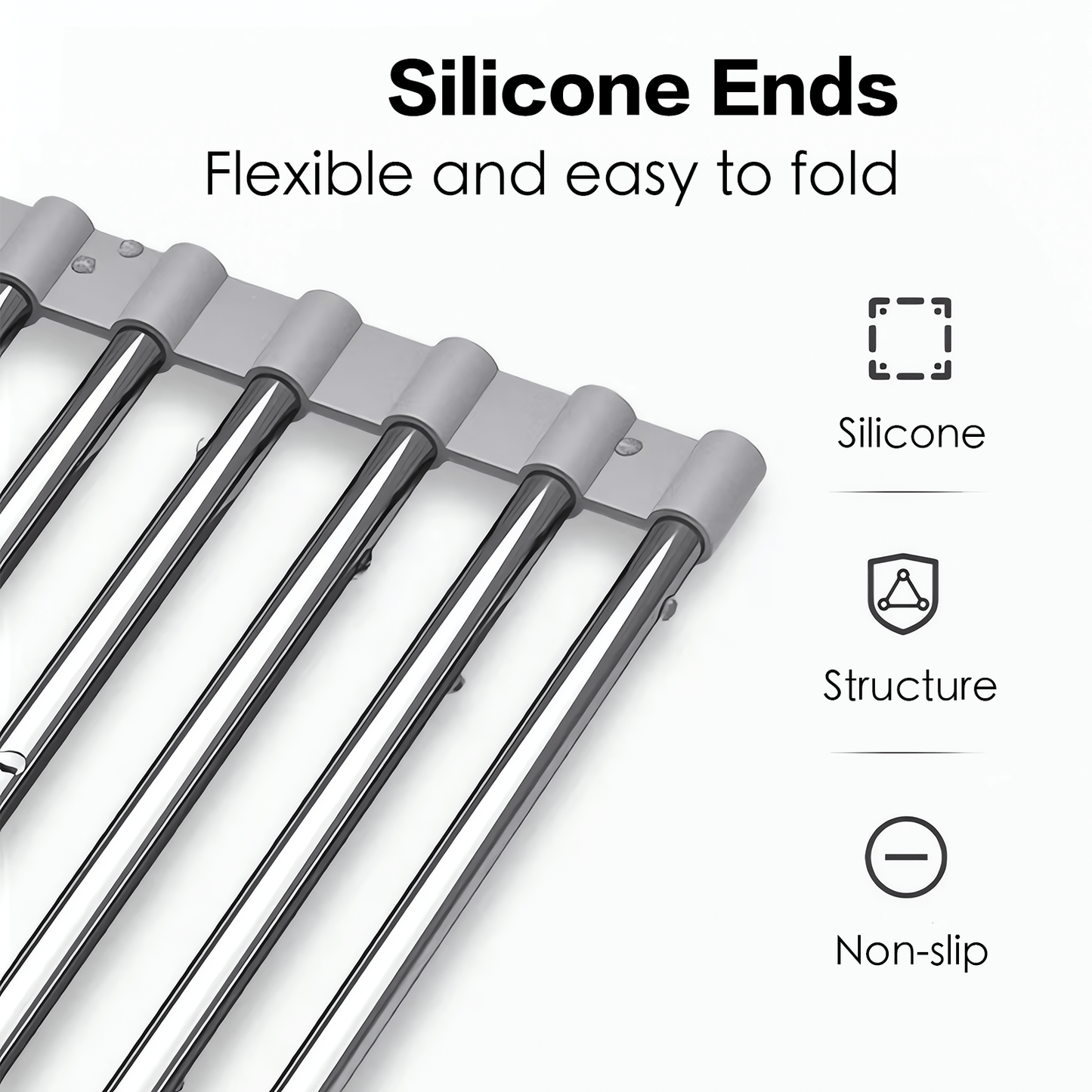 Living Today kitchen organiser Silver Over Sink Draining Rack with Anti-Slip Grips