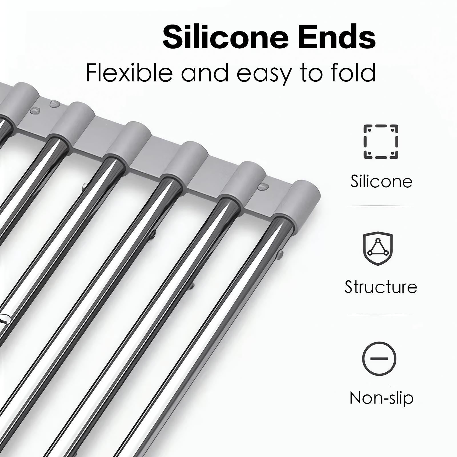 Living Today kitchen organiser Silver Over Sink Draining Rack with Anti-Slip Grips