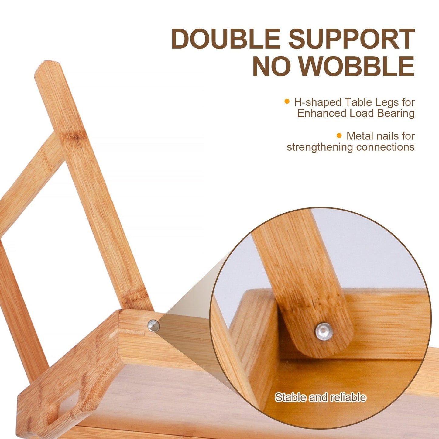 Living Today Homewares Foldable Bamboo Bed Tray / Breakfast Serving Table