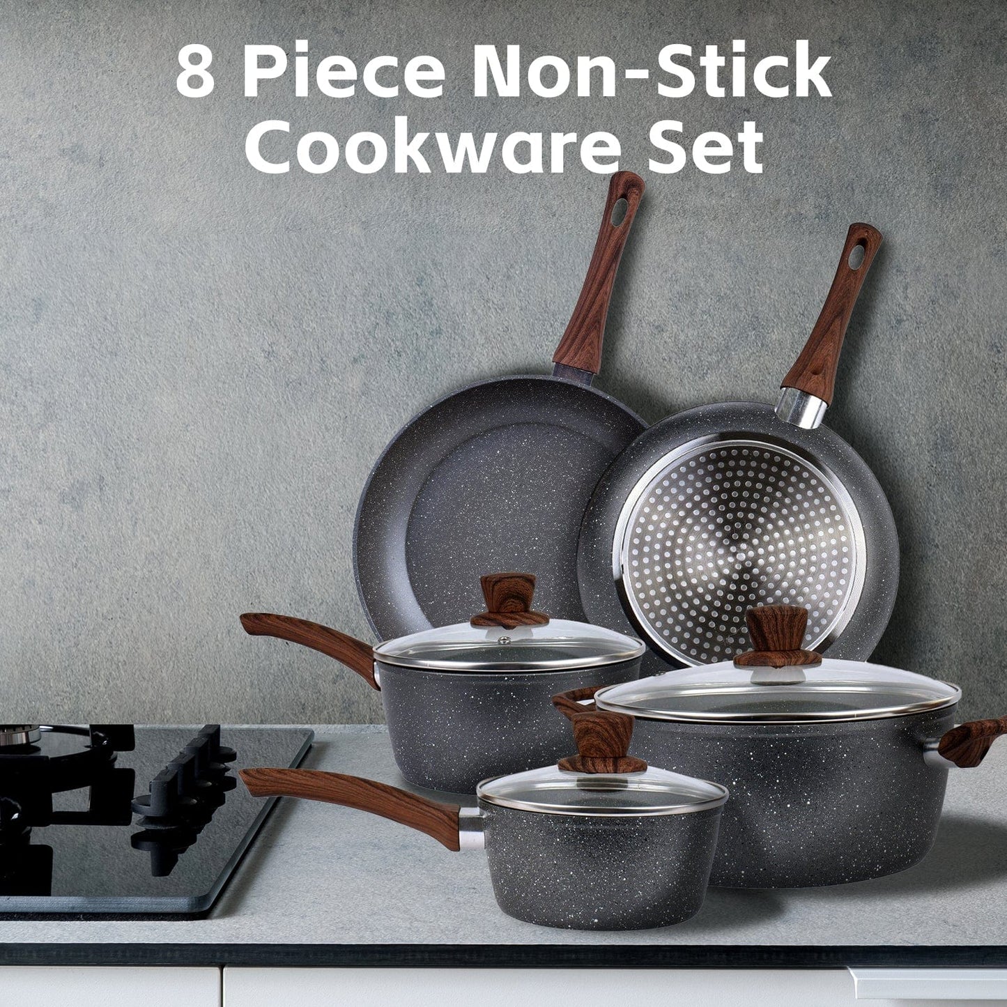 Clevinger Kitchen 8 Pcs Clevinger Non-Stick Cookware Set