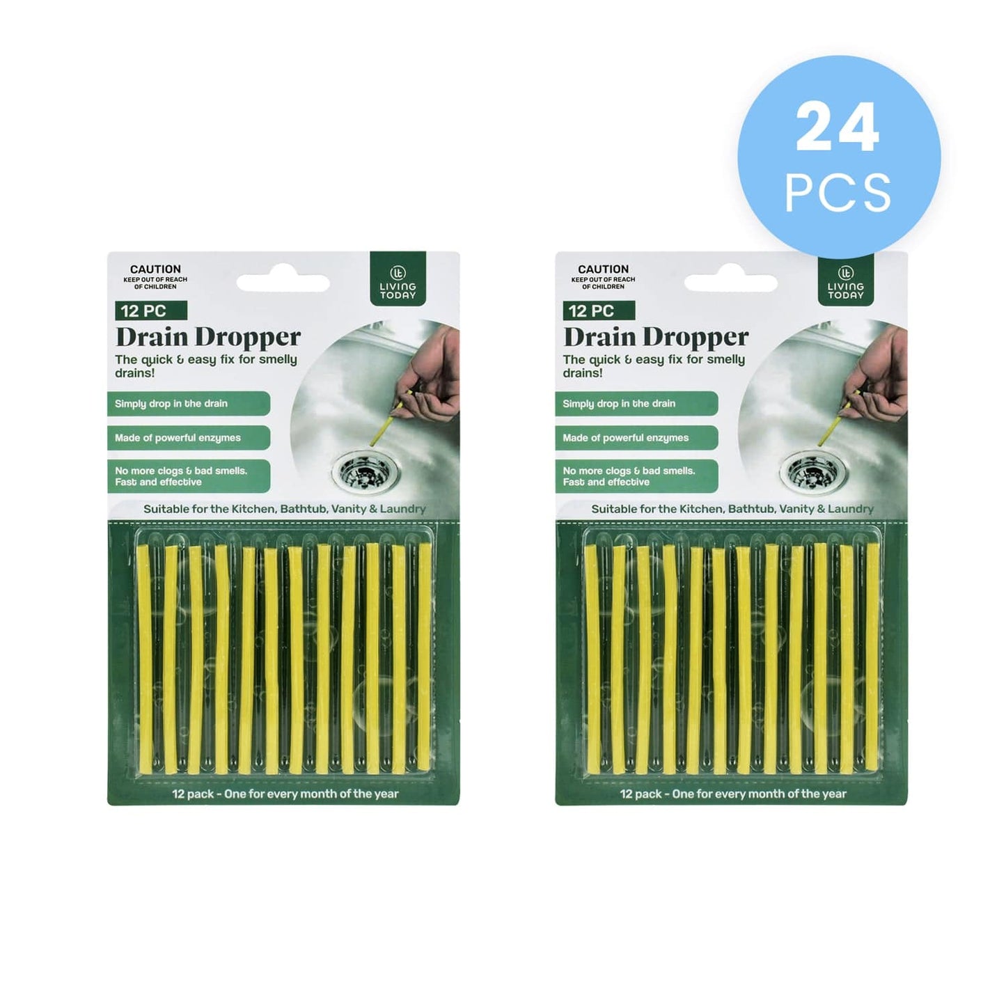 Living Today Cleaning 12 Pcs Drain Dropper Stick