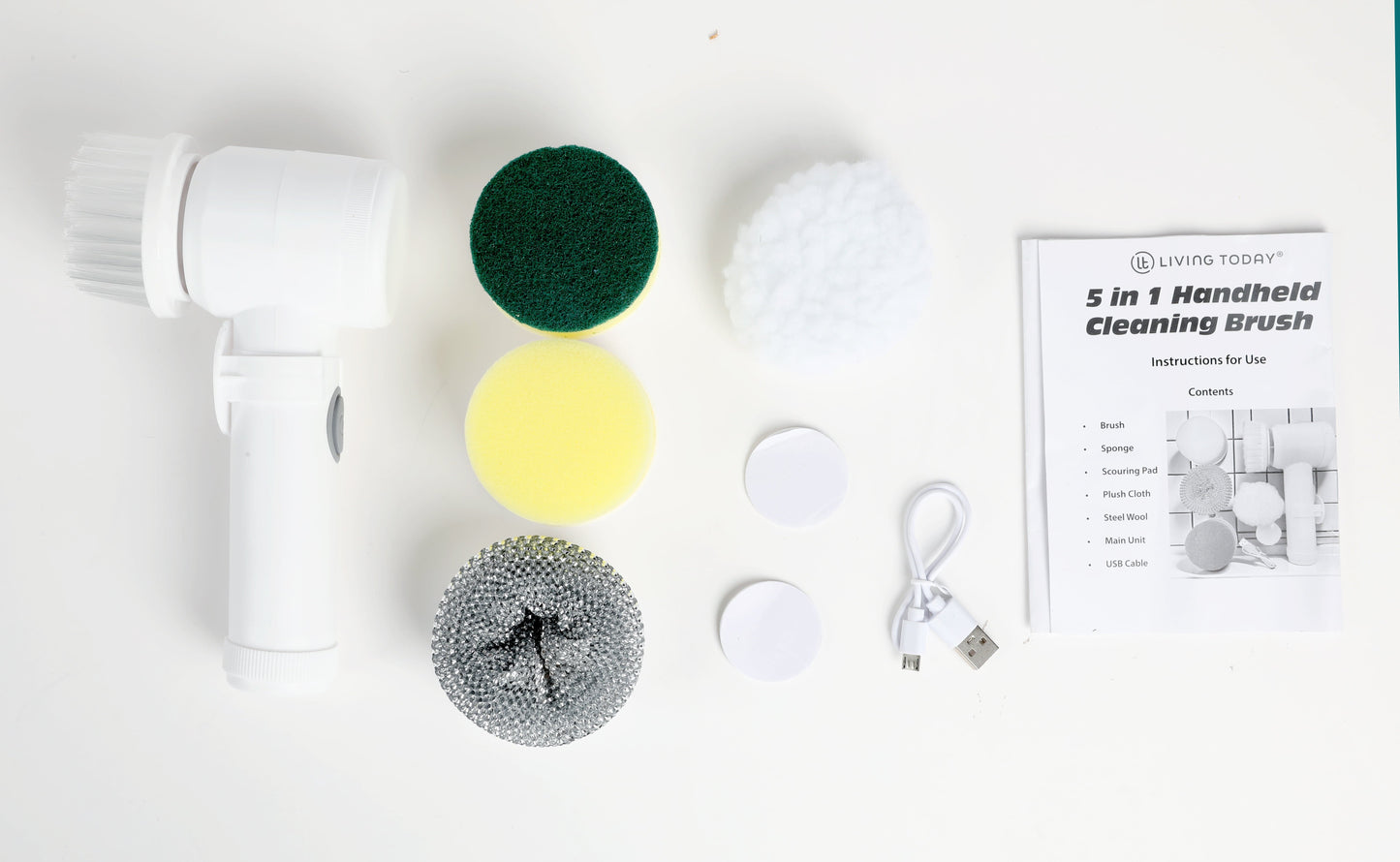Livingtoday Scrub Brushes 5-IN-1 ELECTRIC CLEANING BRUSH