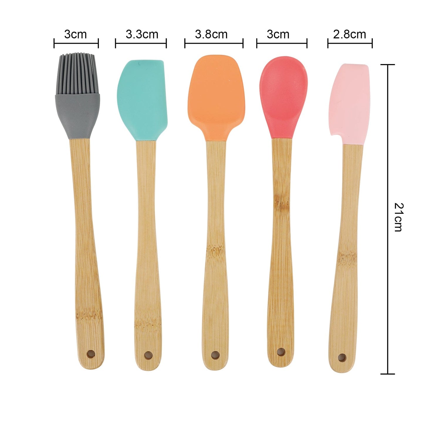 Living Today Bamboo 5PCS Mini Silicone and Bamboo Utensils Set
