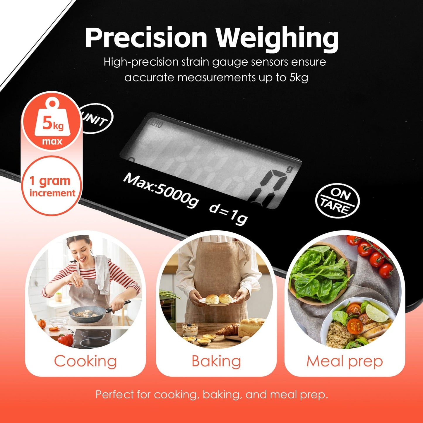 COOK EASY kitchen scale 5KG Digital Glass Kitchen Scale
