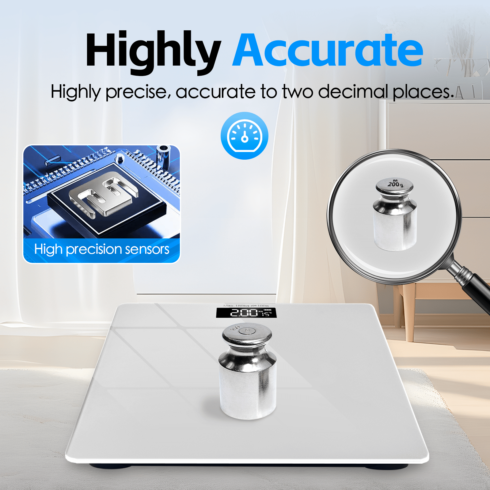 Clevinger weight scale Clevinger Silver Digital Glass Bathroom Scale Max Capacity 180KG