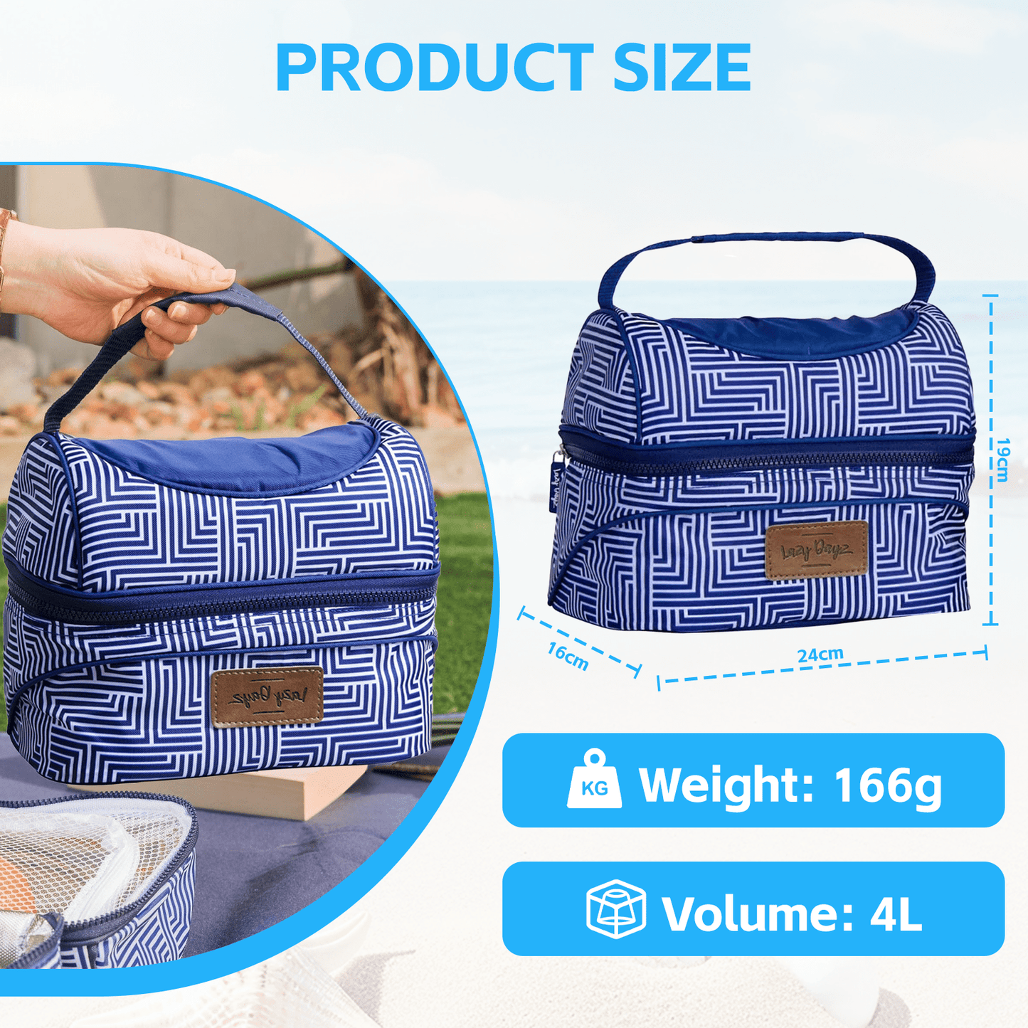 Lazy Dayz Picnic Lazy Dayz Insulated Deluxe Lunch Cooler - Makena