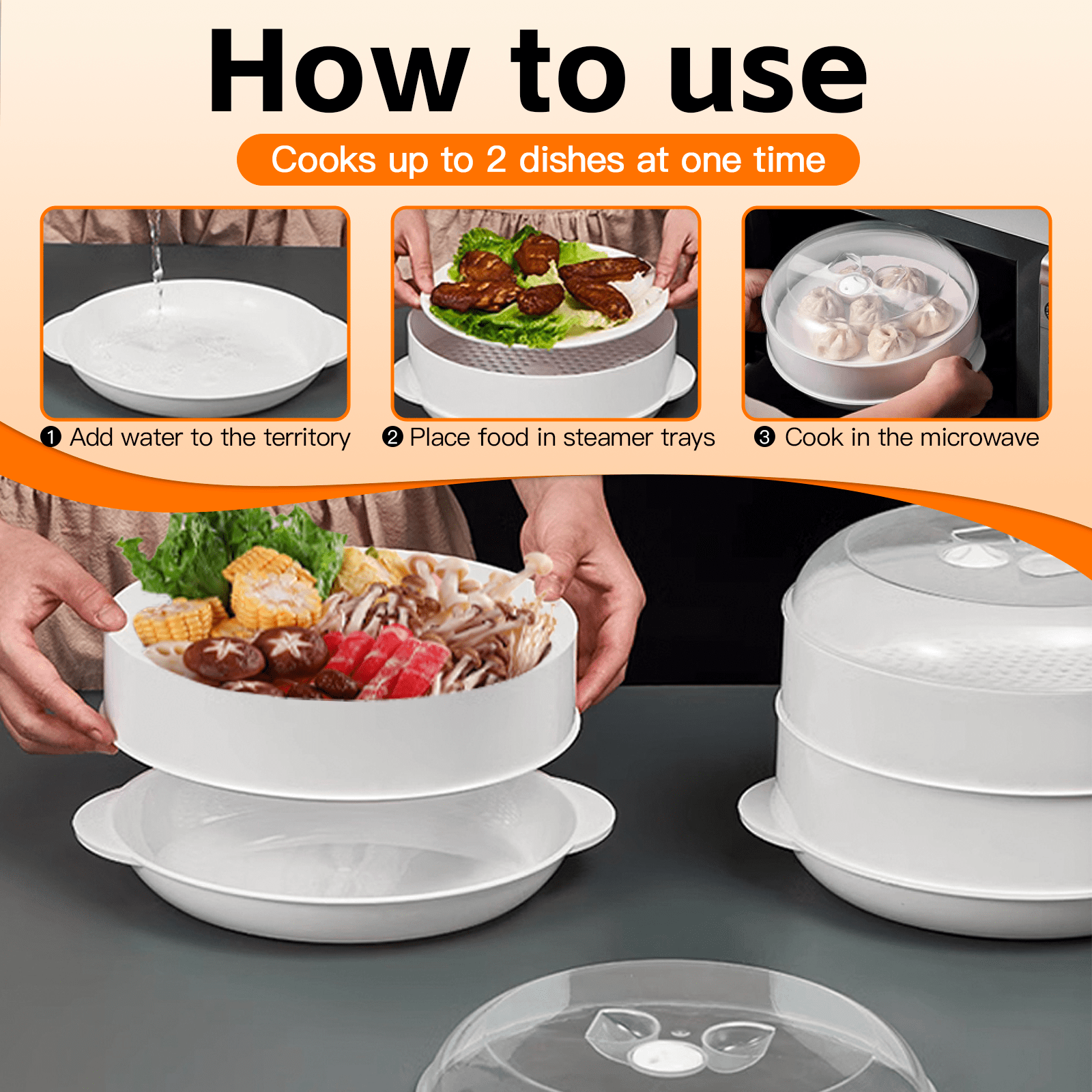 Living Today Homewares 2 Tier Microwave Steamer