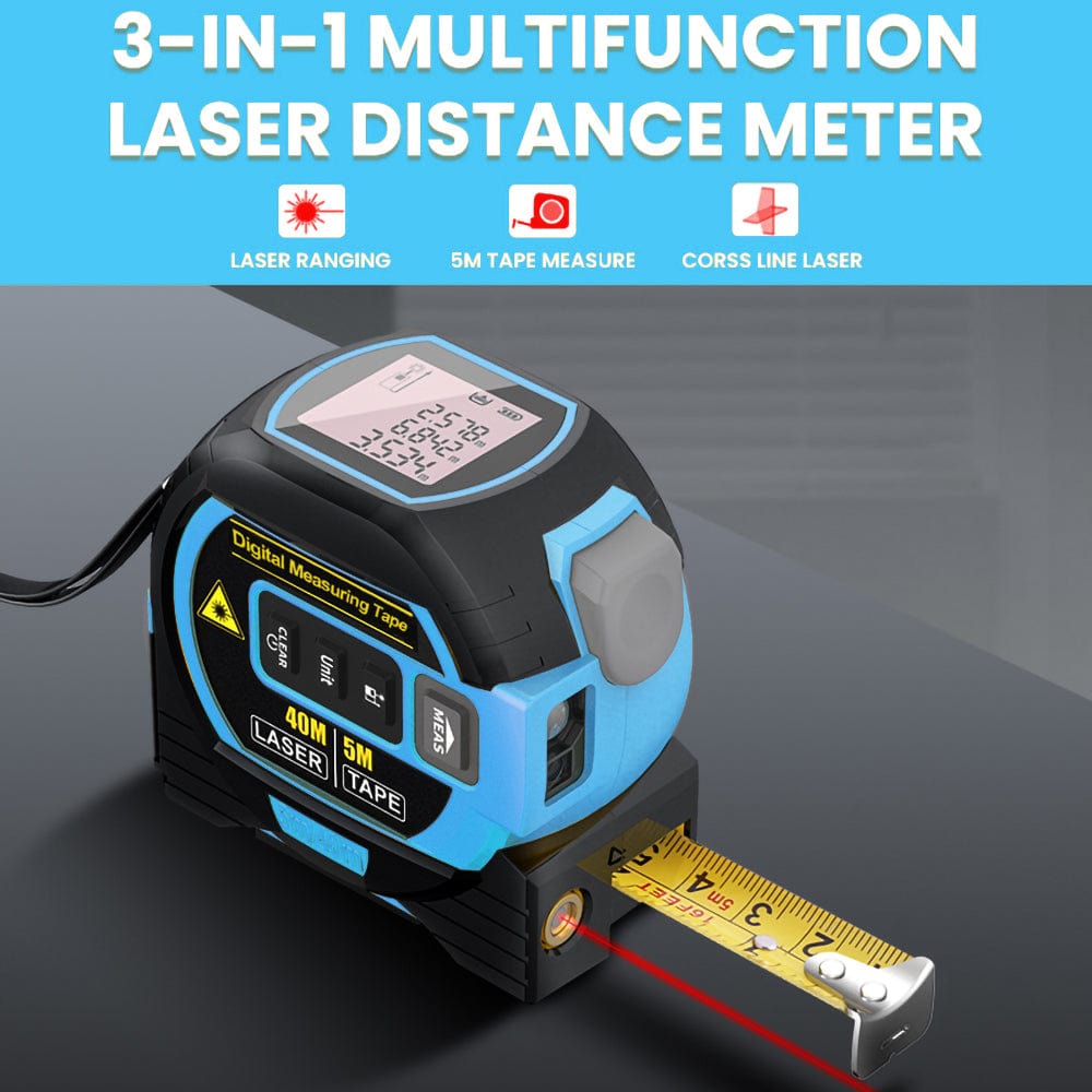 Living Today laser tape measure 40m Laser Measure, Cross-line Laser Level, 5m Tape Measure Blue