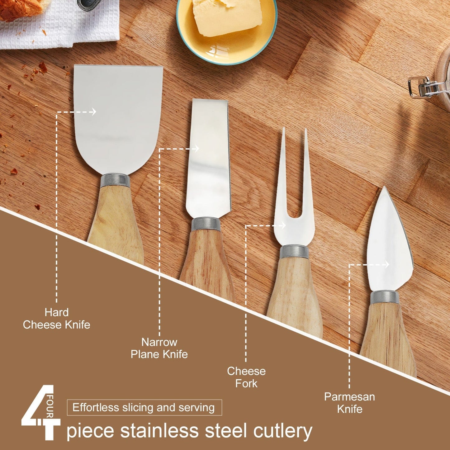 Living Today Bamboo Bamboo Cheese Board and Knife Set