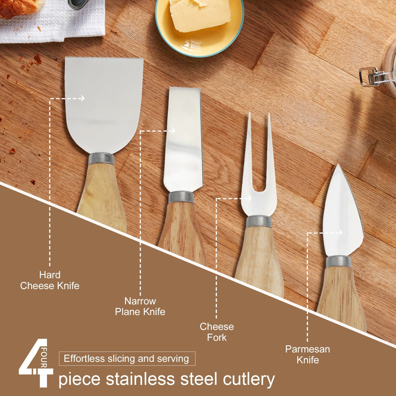 Living Today Bamboo Bamboo Cheese Board and Knife Set