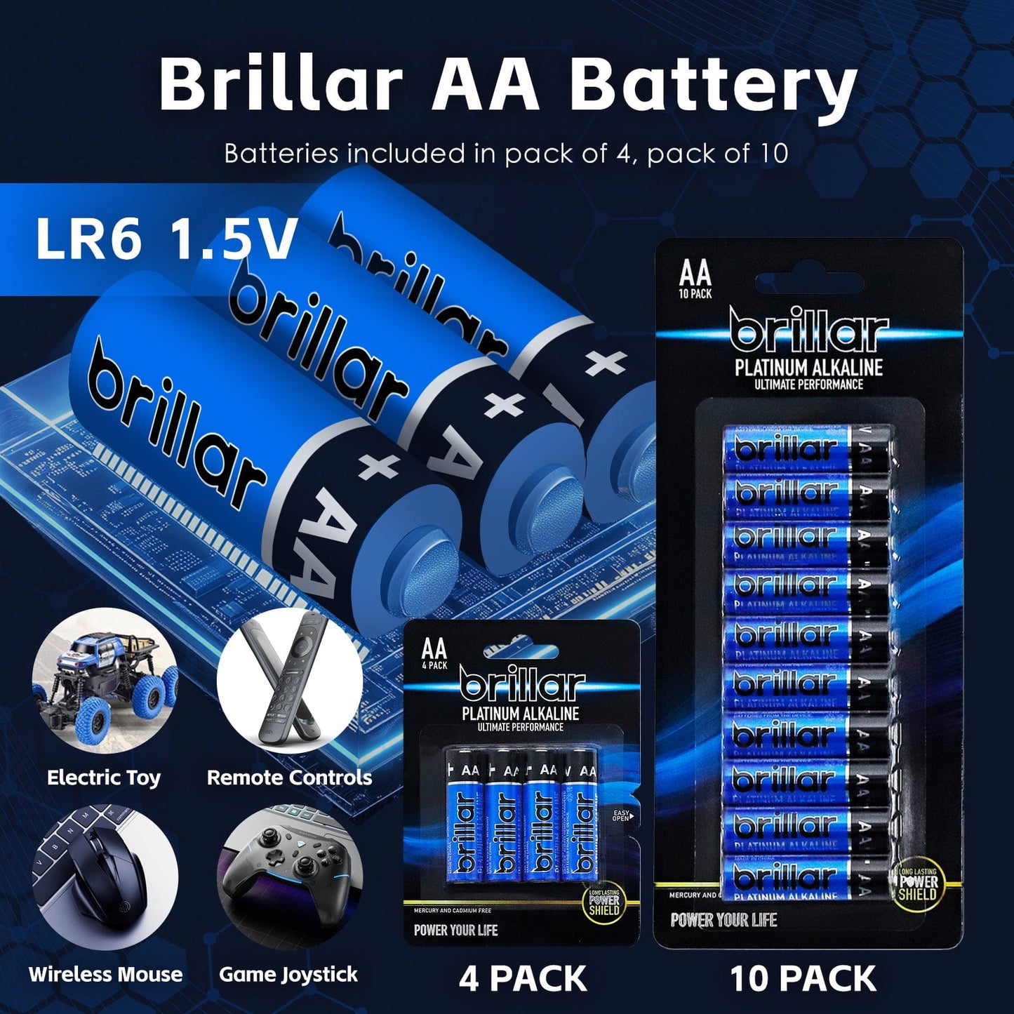 Brillar General Purpose Batteries 20 Pcs Brillar AA Platinum Alkaline Batteries