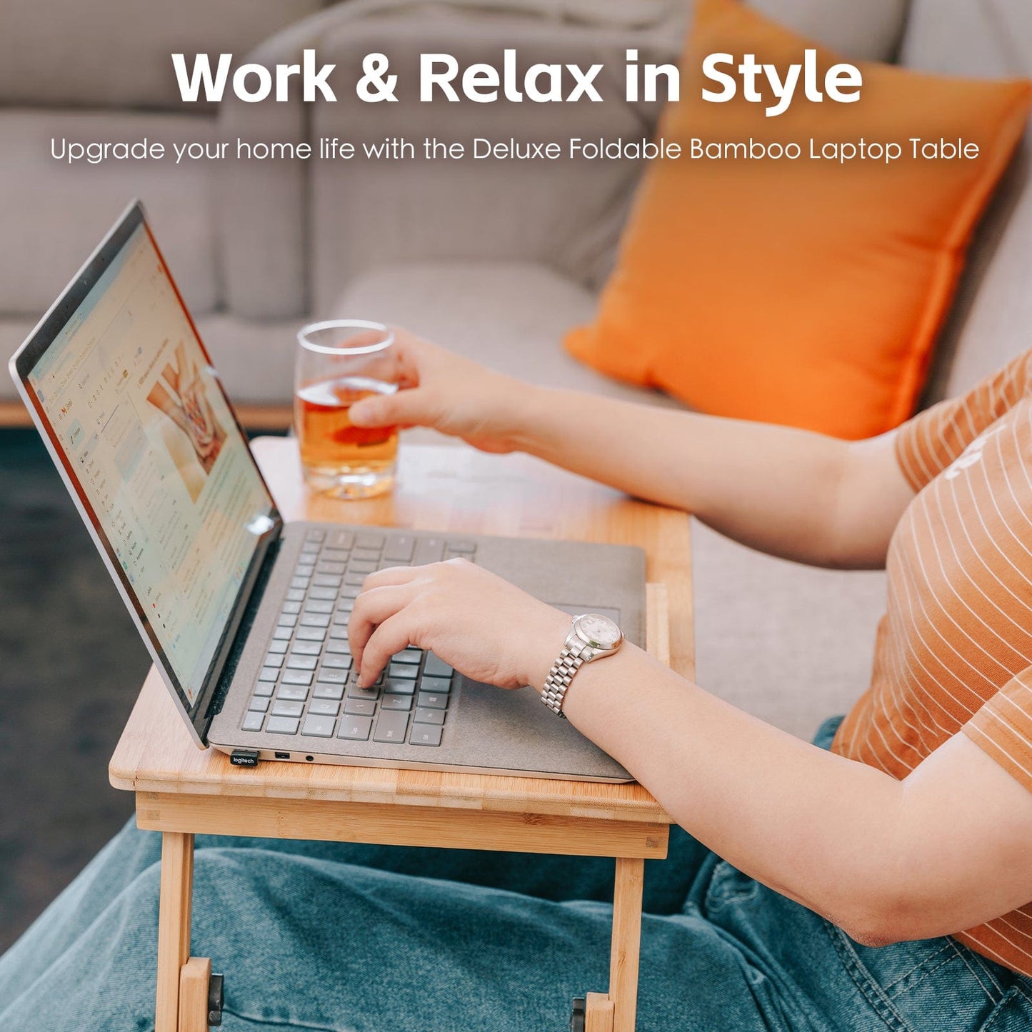 Living Today Homewares Foldable and Adjustable Bamboo Laptop Table, Bed Tray