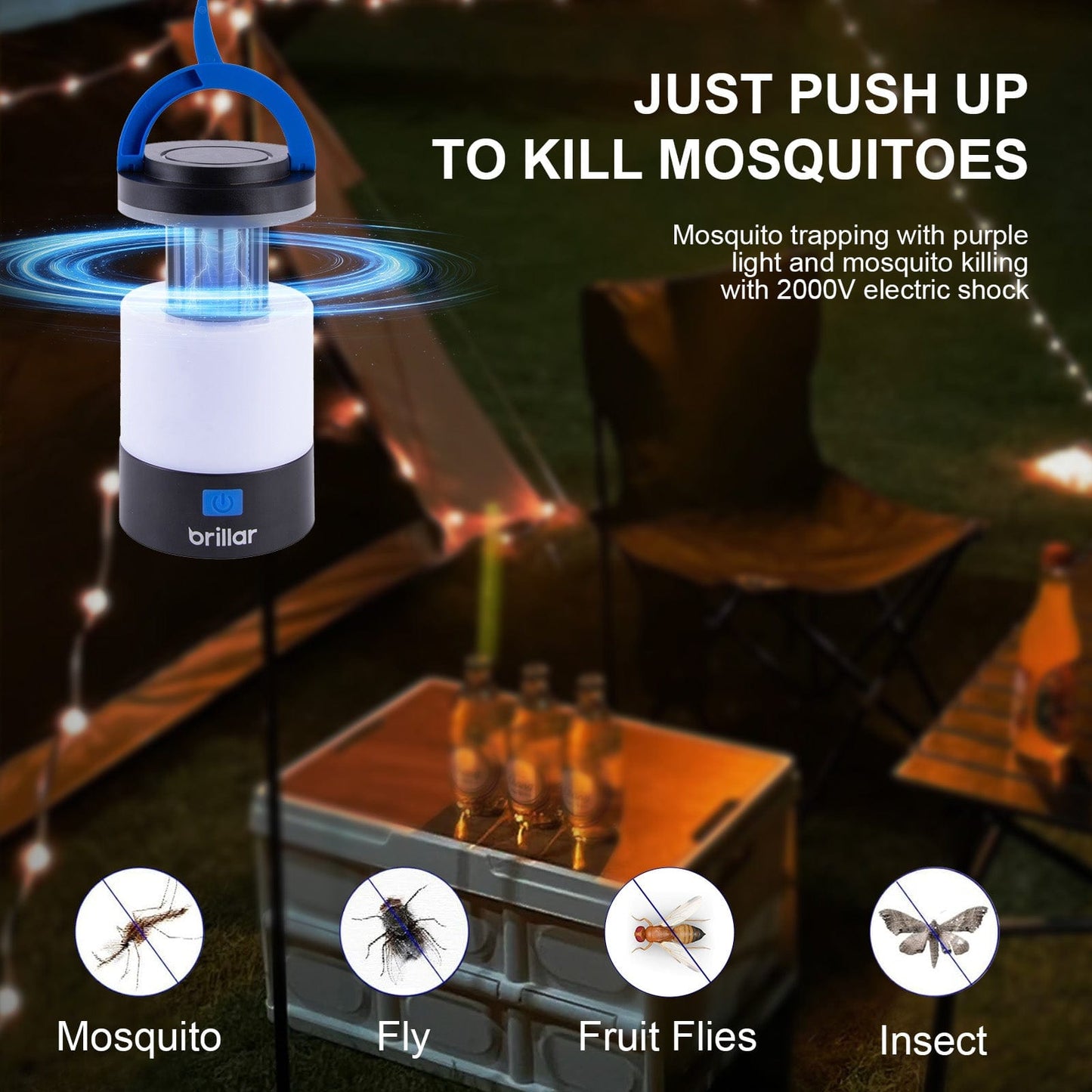 Brillar bug zapper lantern Brillar 3 in 1 Rechargeable Camping Bug Zapper Insect Killer Lantern