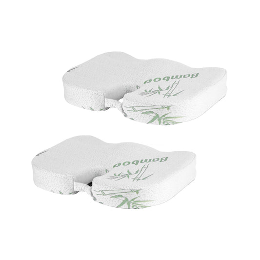 Living Today Homewares 2 Pcs Bamboo Memory Foam Pressure Relief Seat Cushion
