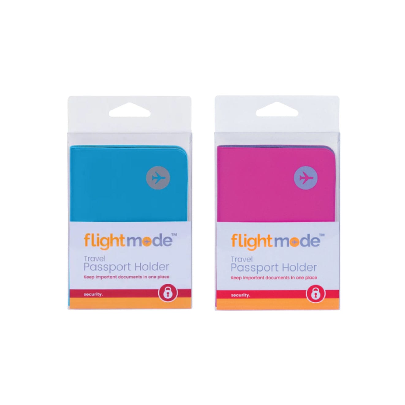Flightmode 2Pk PVC Waterproof Wallet Travel Passport Holder Assorted Color
