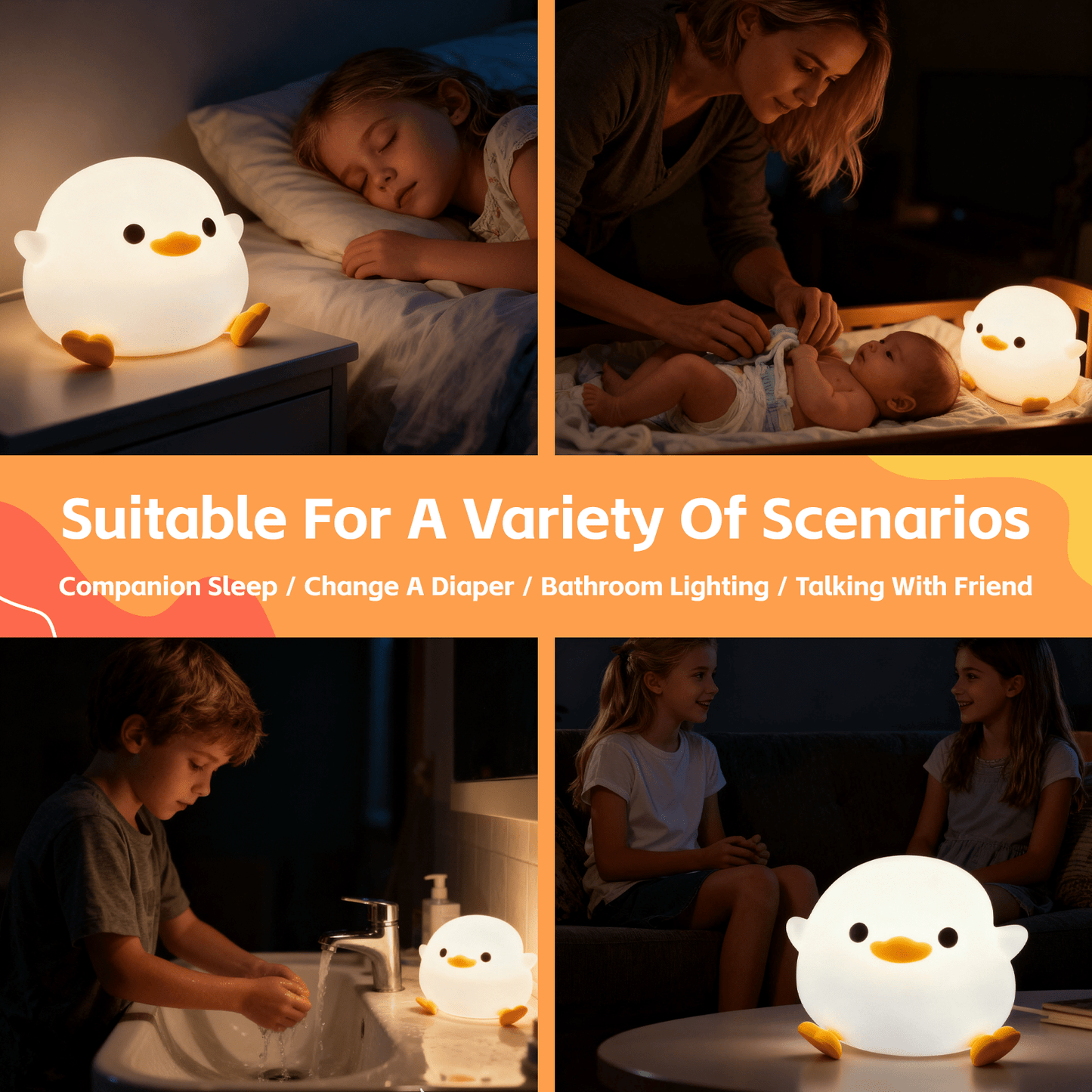 Brillar Squishy Cute Duck Night Light
