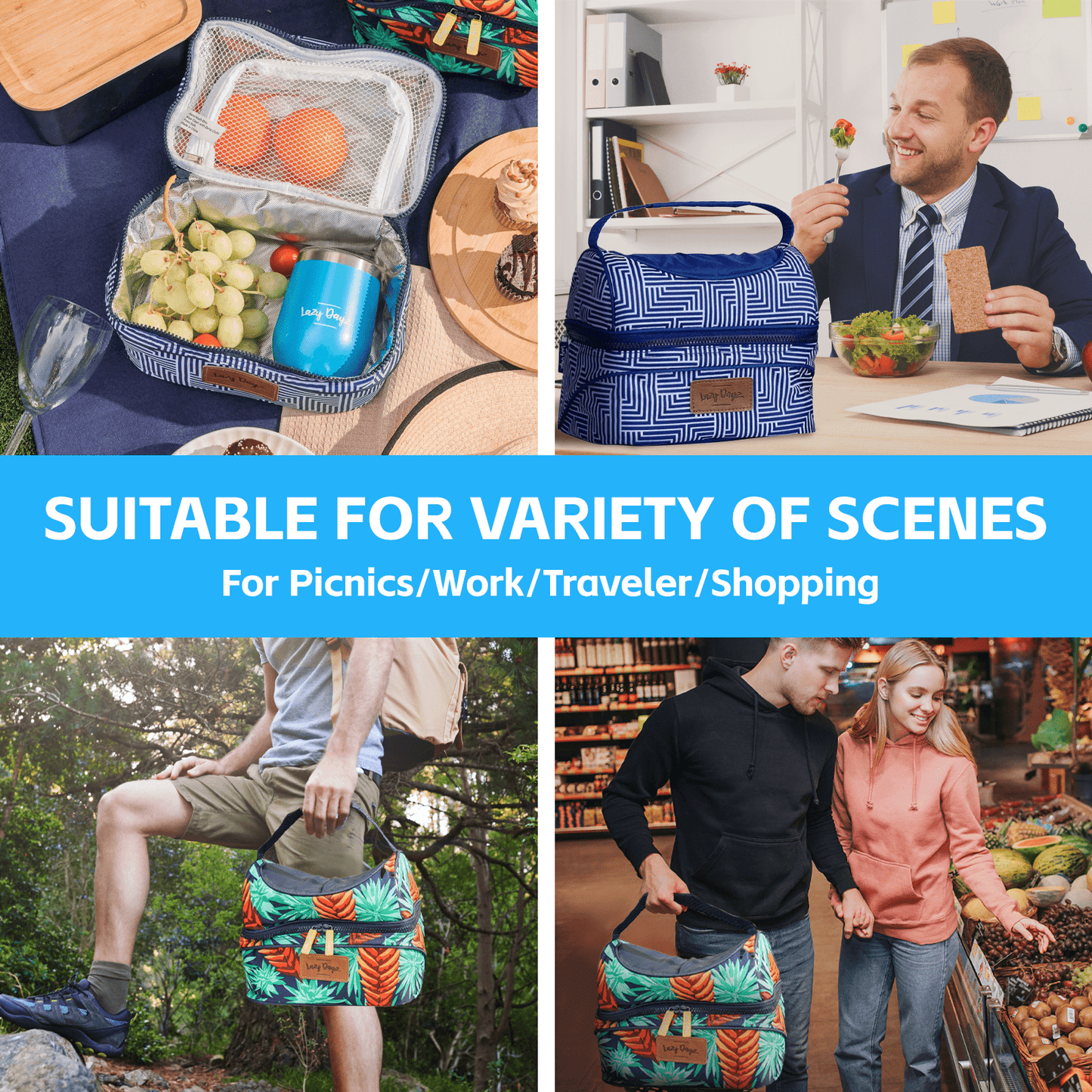 Lazy Dayz Picnic Lazy Dayz Insulated Deluxe Lunch Cooler - Makena
