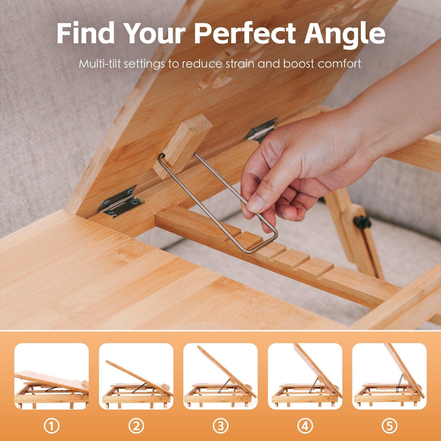 Living Today Homewares Foldable and Adjustable Bamboo Laptop Table, Bed Tray
