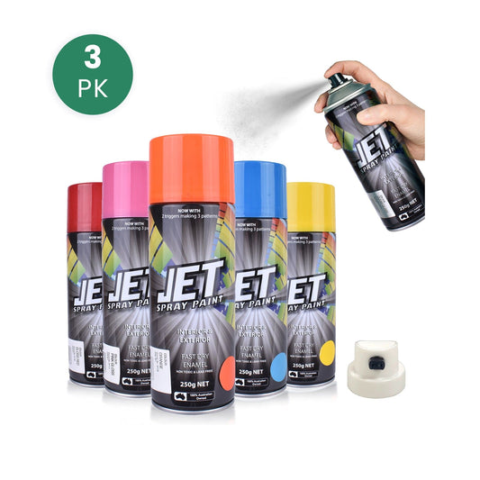JET spray paint 3PK 250g Spray Paint Can For Interior and Exterior 26 colours Fast Dry